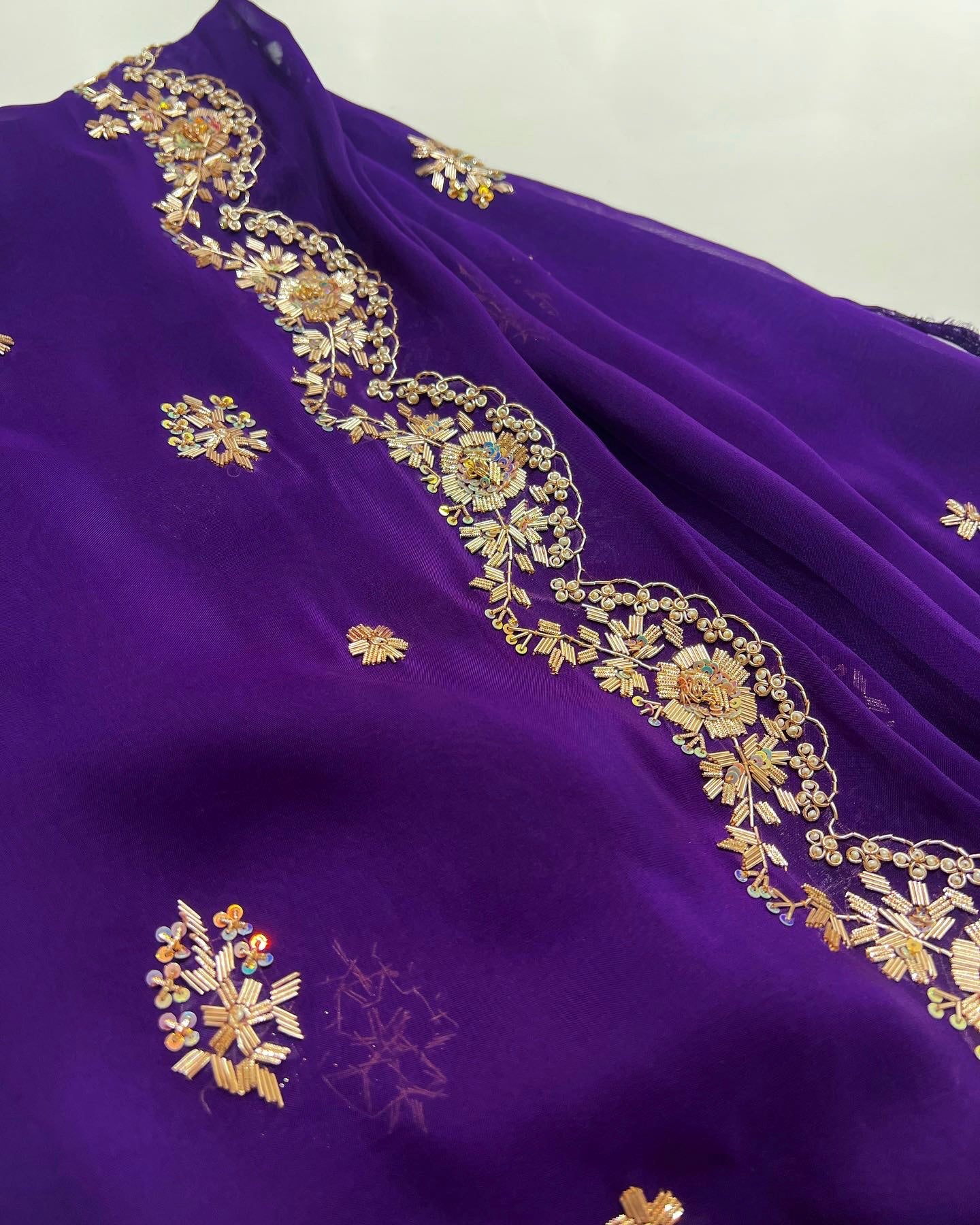 Ravishing Plum zardozi exclusive saree
