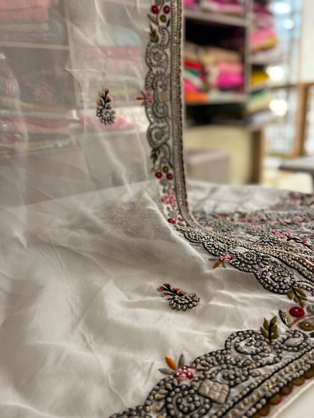 Ivory organza lehenga set