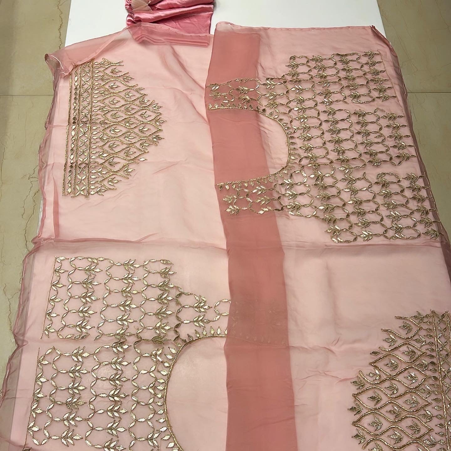 Vintage Pink organza lehenga