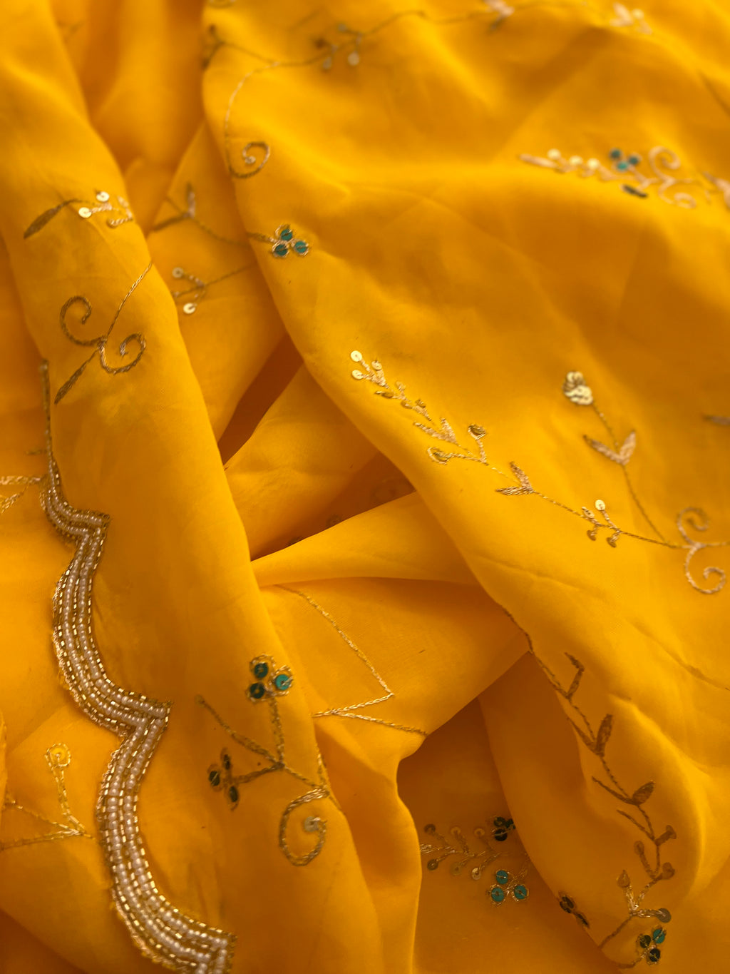 Mango yellow alia organza saree