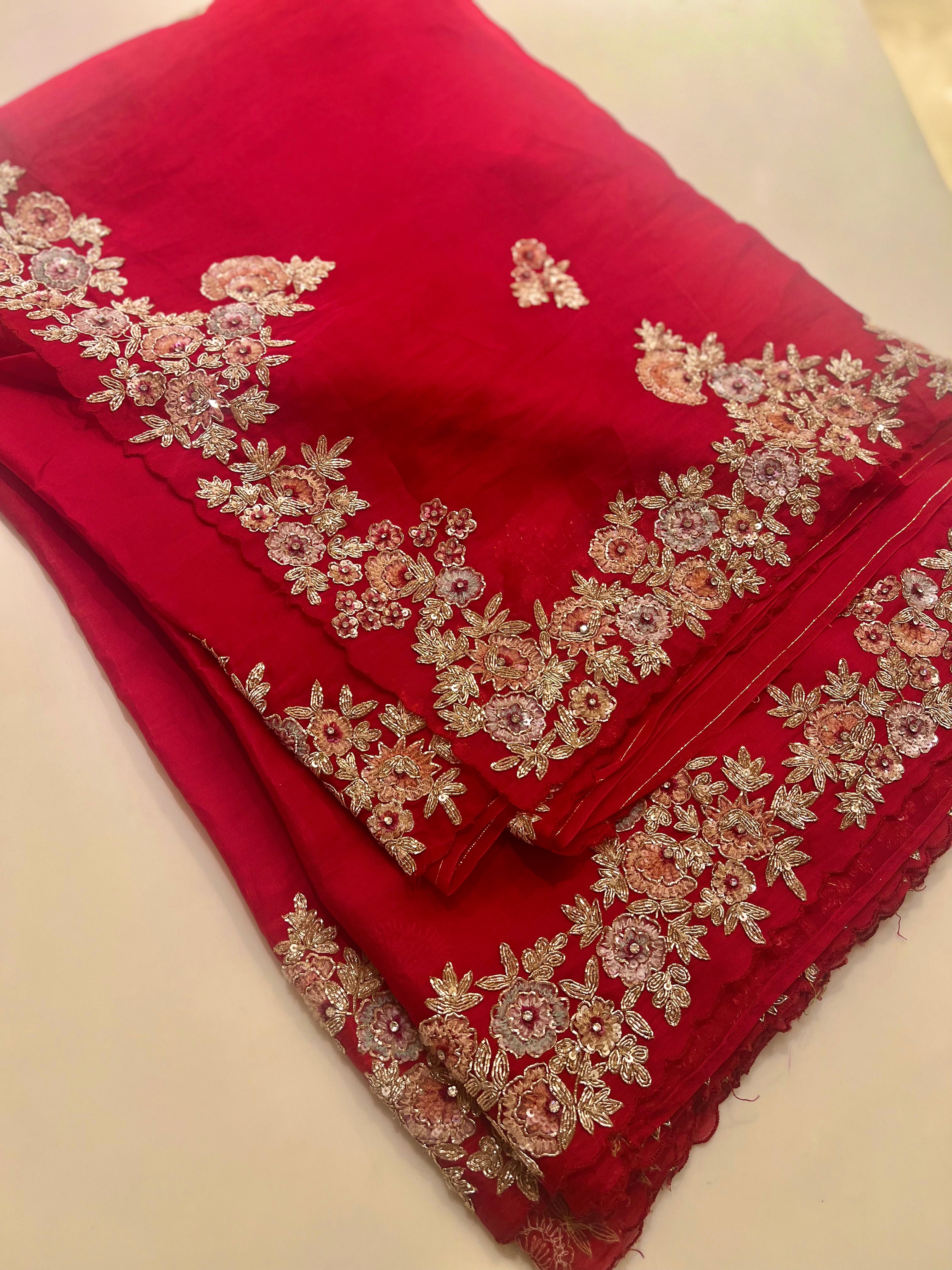 Multicolour Sequins and gold Zari