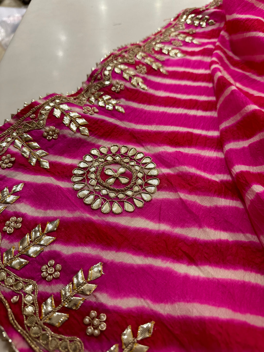 Pure Gajji Lehriya saree