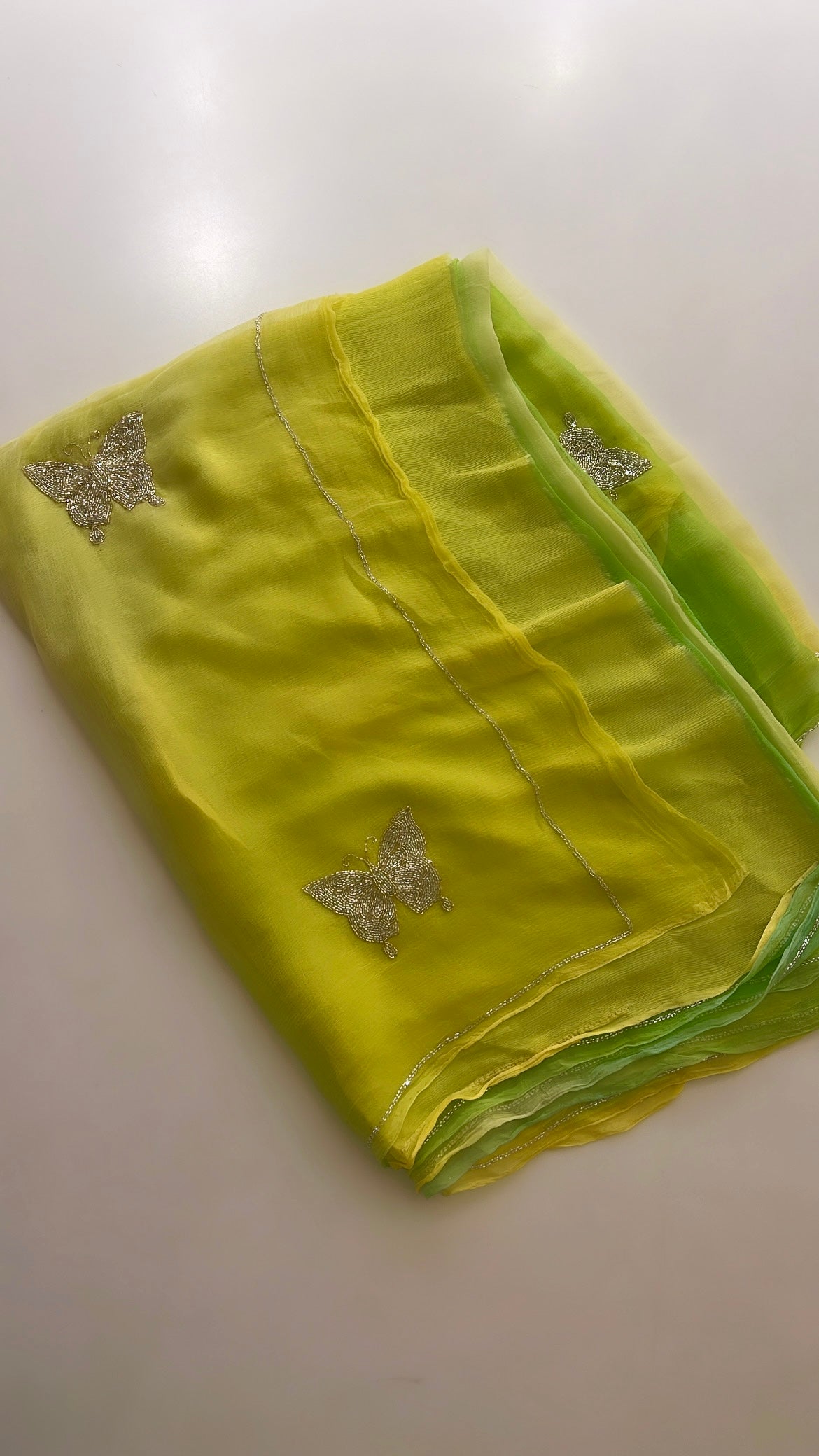 Fresh summer hue Chiffon saree