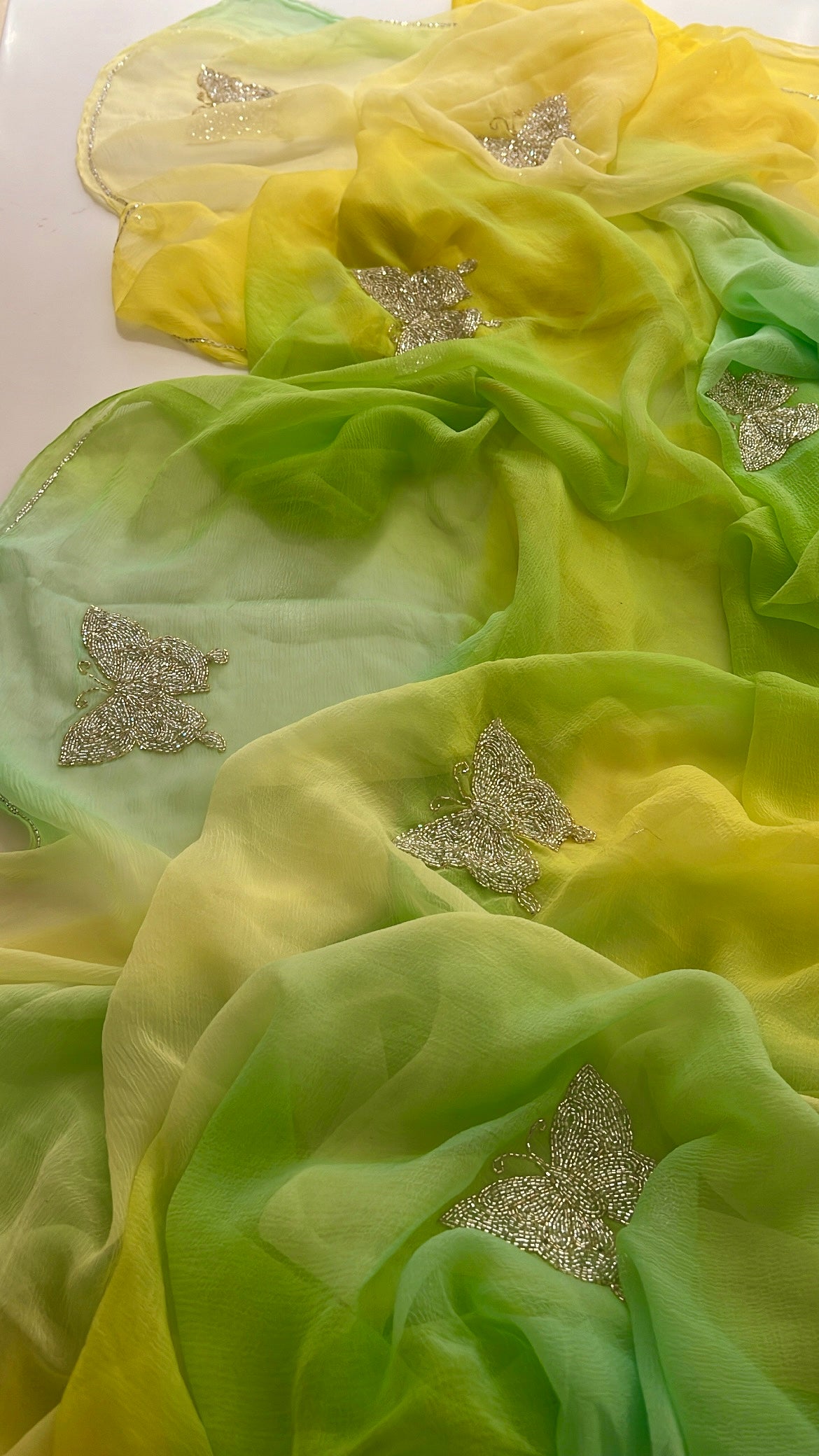 Fresh summer hue Chiffon saree