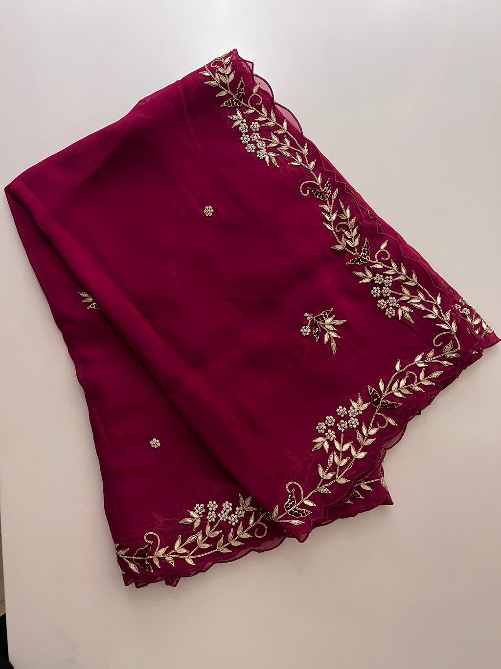 Wine organza saree