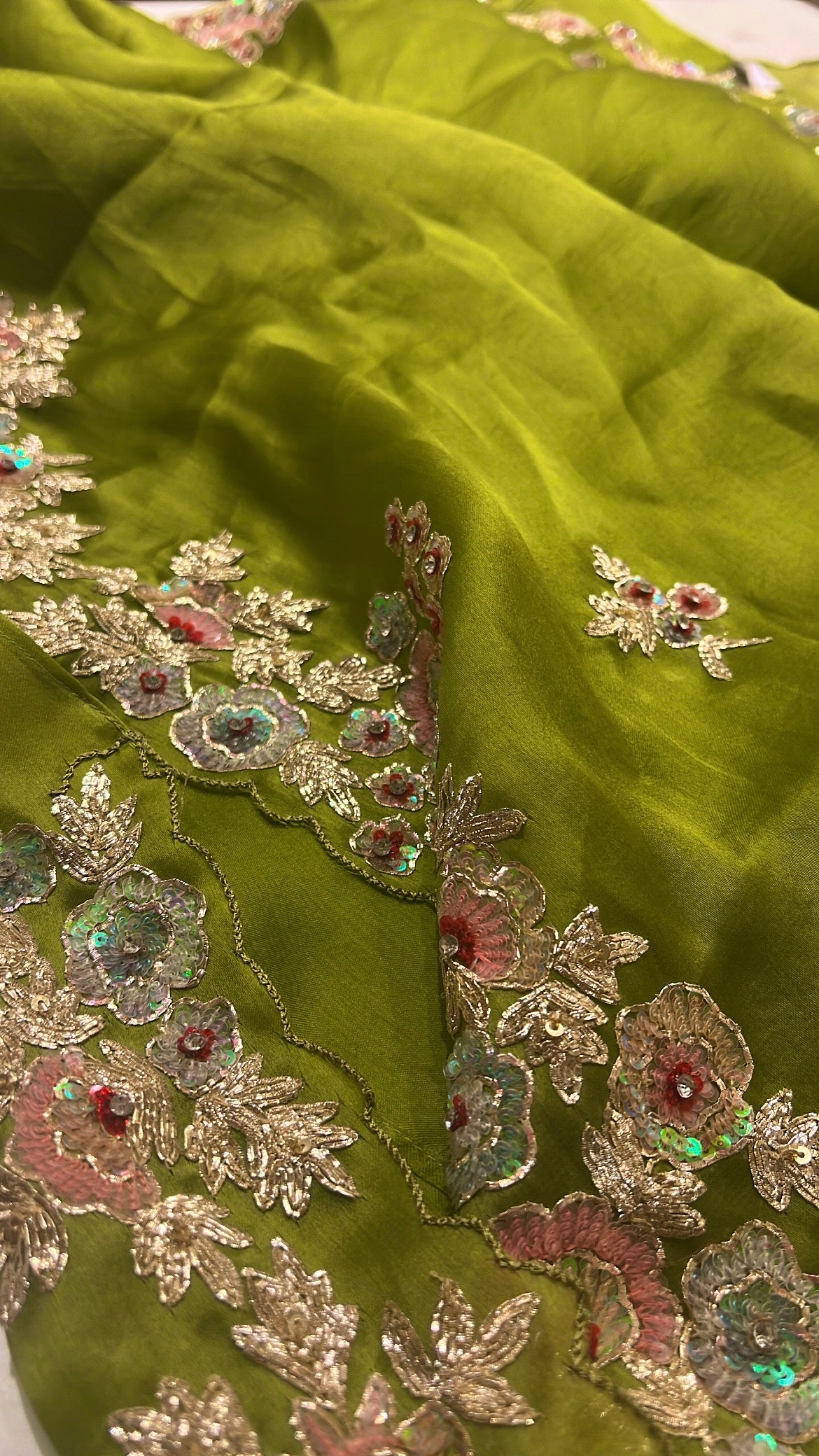Multicolour Sequins and gold Zari