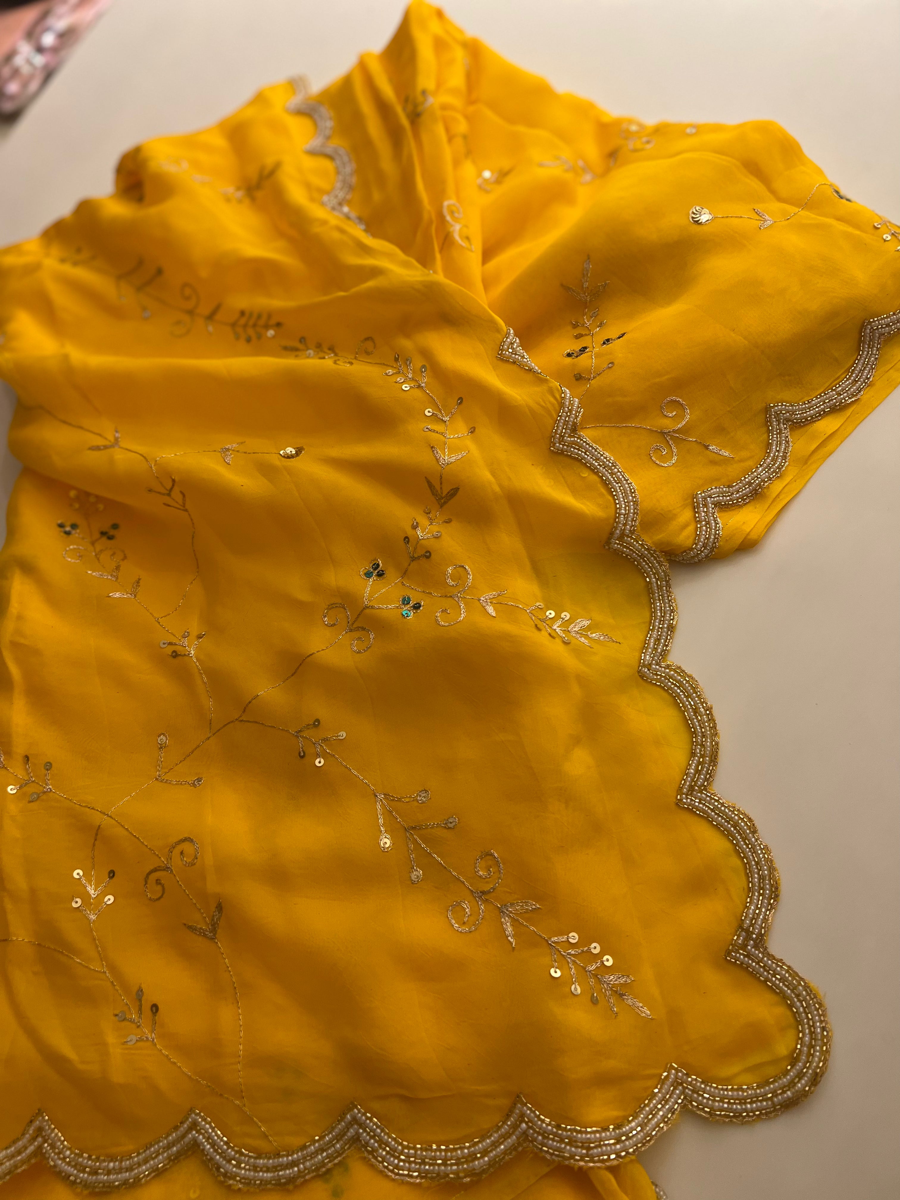 Mango yellow alia organza saree