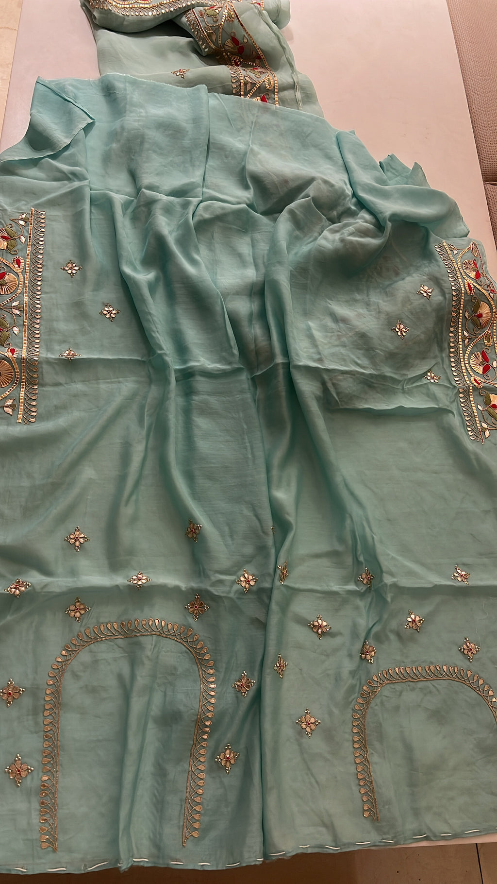Traditional Gotapatti on organza Saree