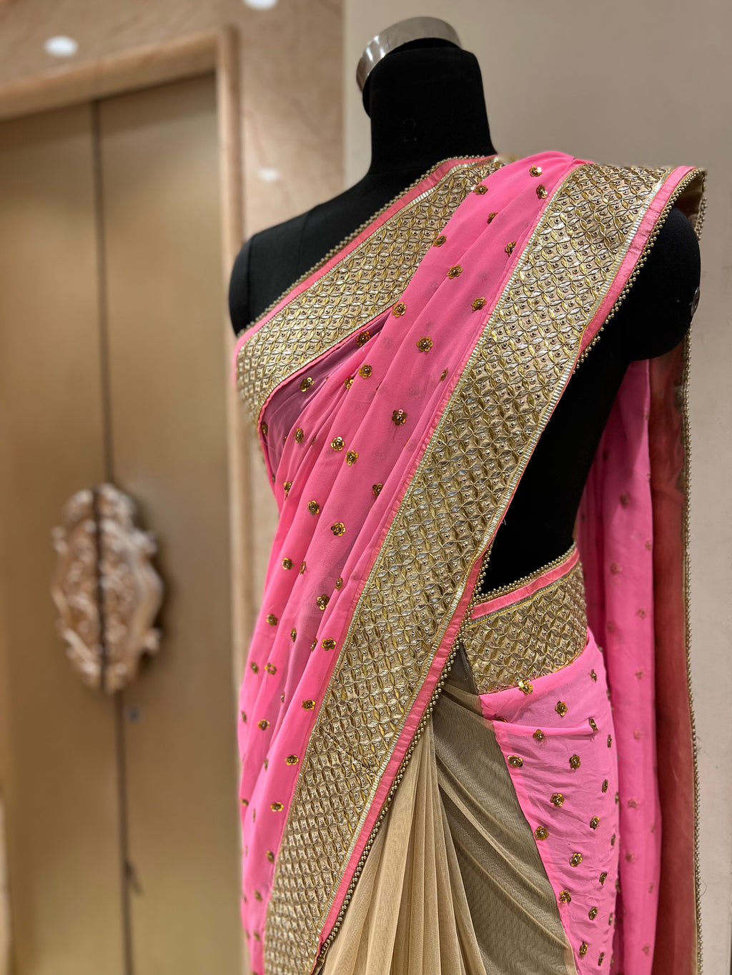 Half n half designer saree