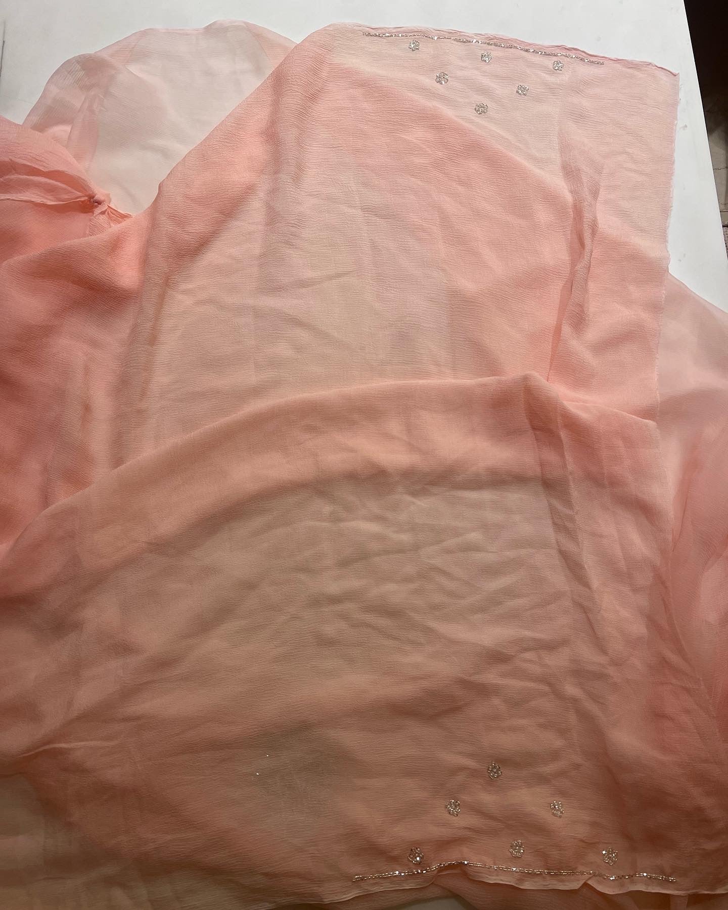 Peachy delicate darling chiffon saree