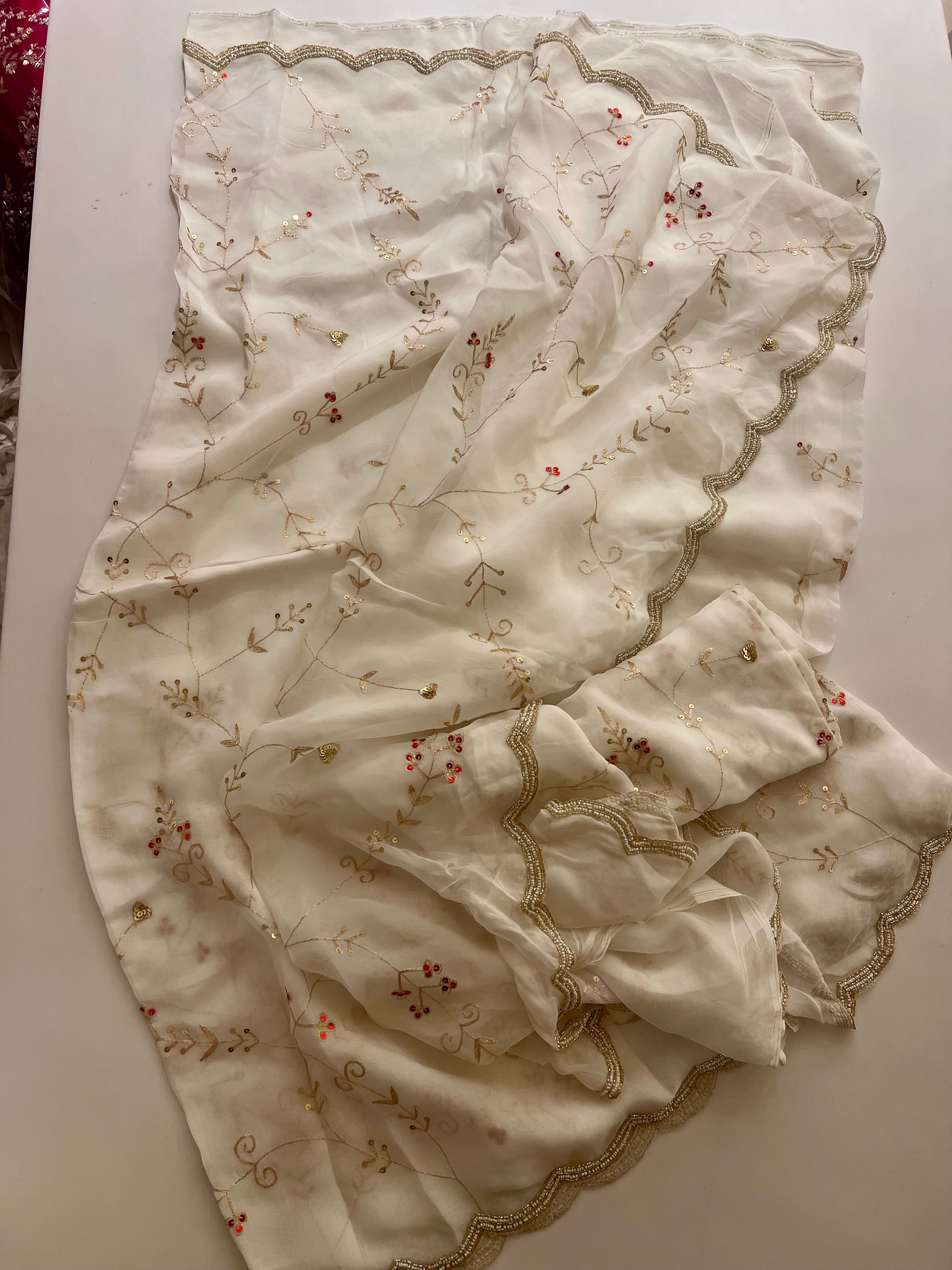 Alia bhatt Cream organza saree
