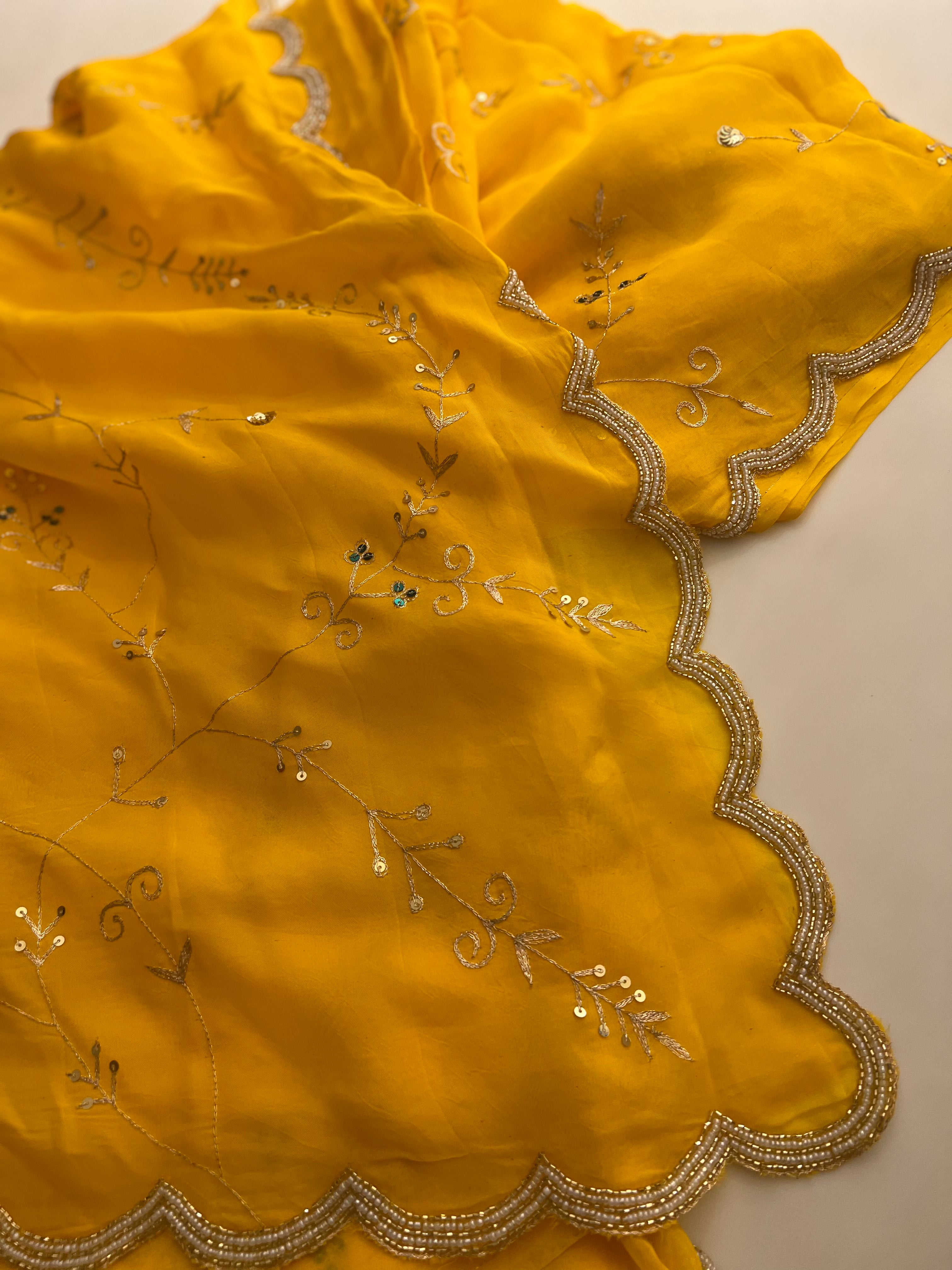 Mango yellow alia organza saree