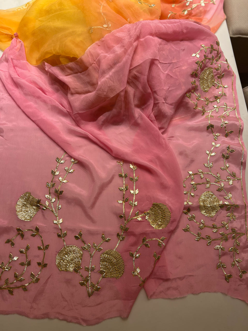 Samundari shades of sunset chiffon saree