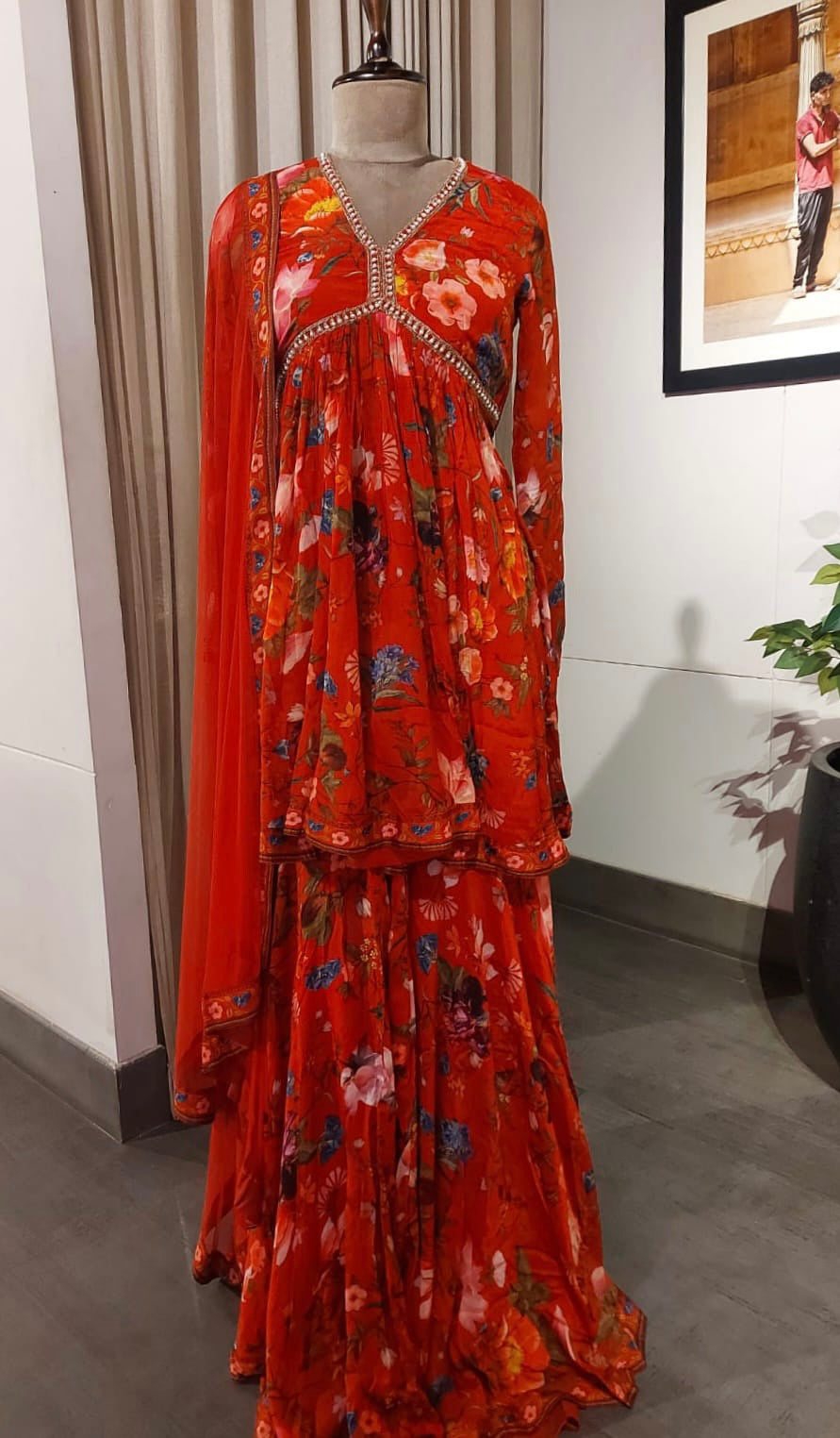 peplum indo western dress Fashion Traditional Peplum Cheap Peplum Dresses Chinnon Silk Embrooidered Peplum Indo Western Dress With Skirt In