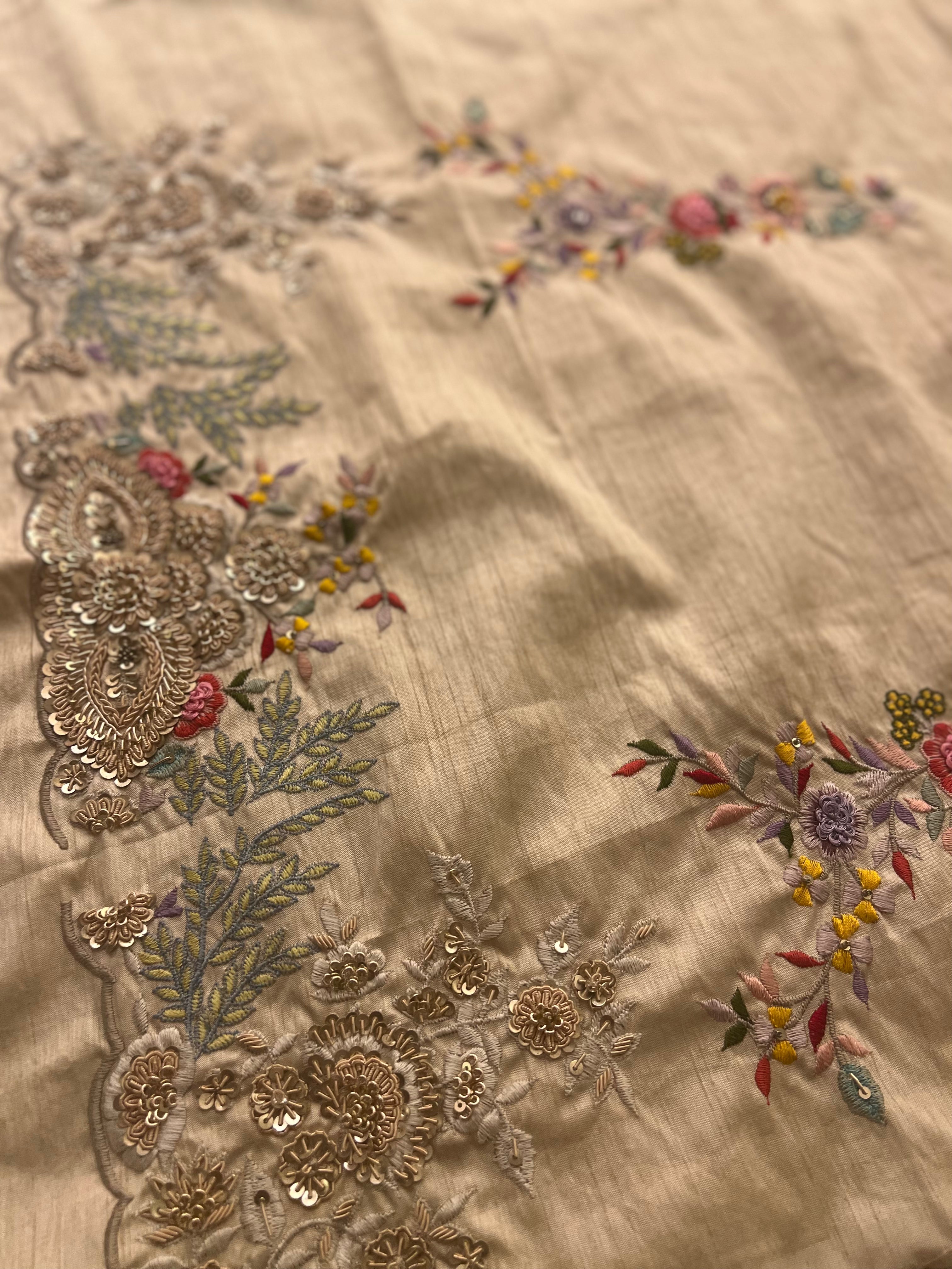 Exclusive Resham zardozi handwork organza saree
