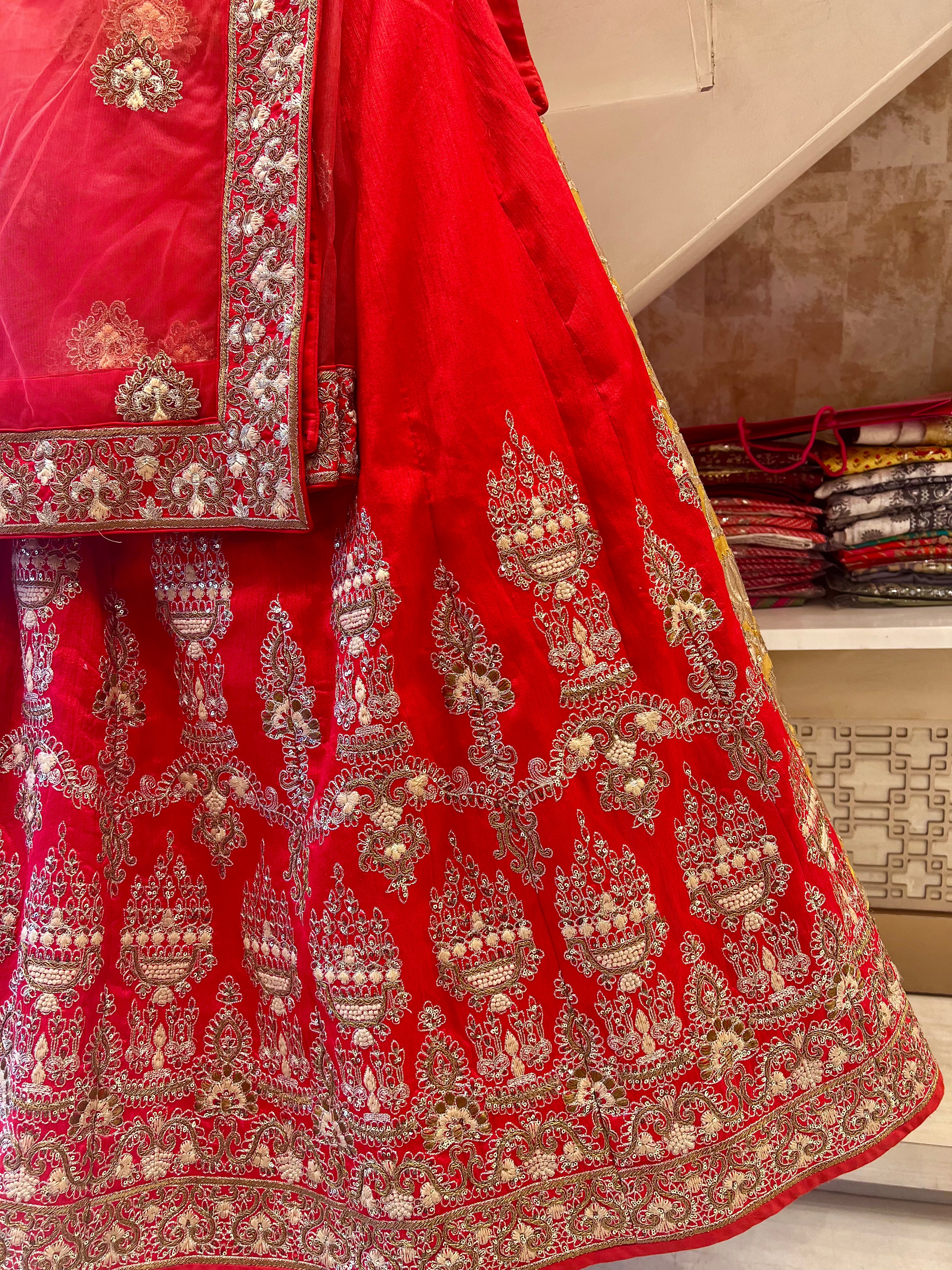 Bridal lehenga 2025 tomato colour