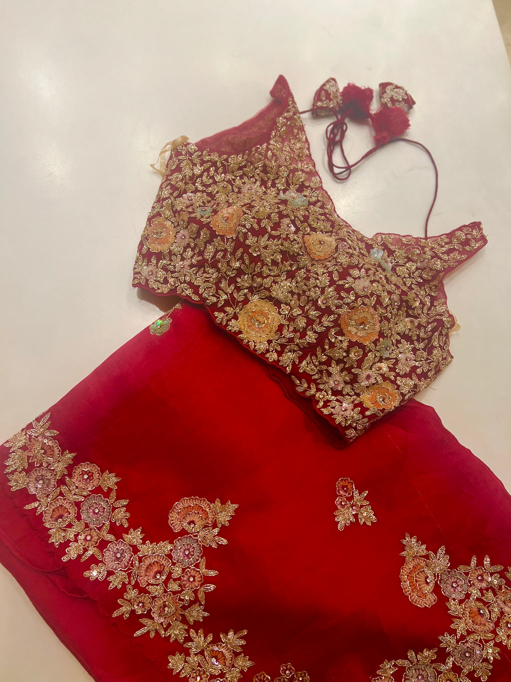 Multicolour Sequins and gold Zari