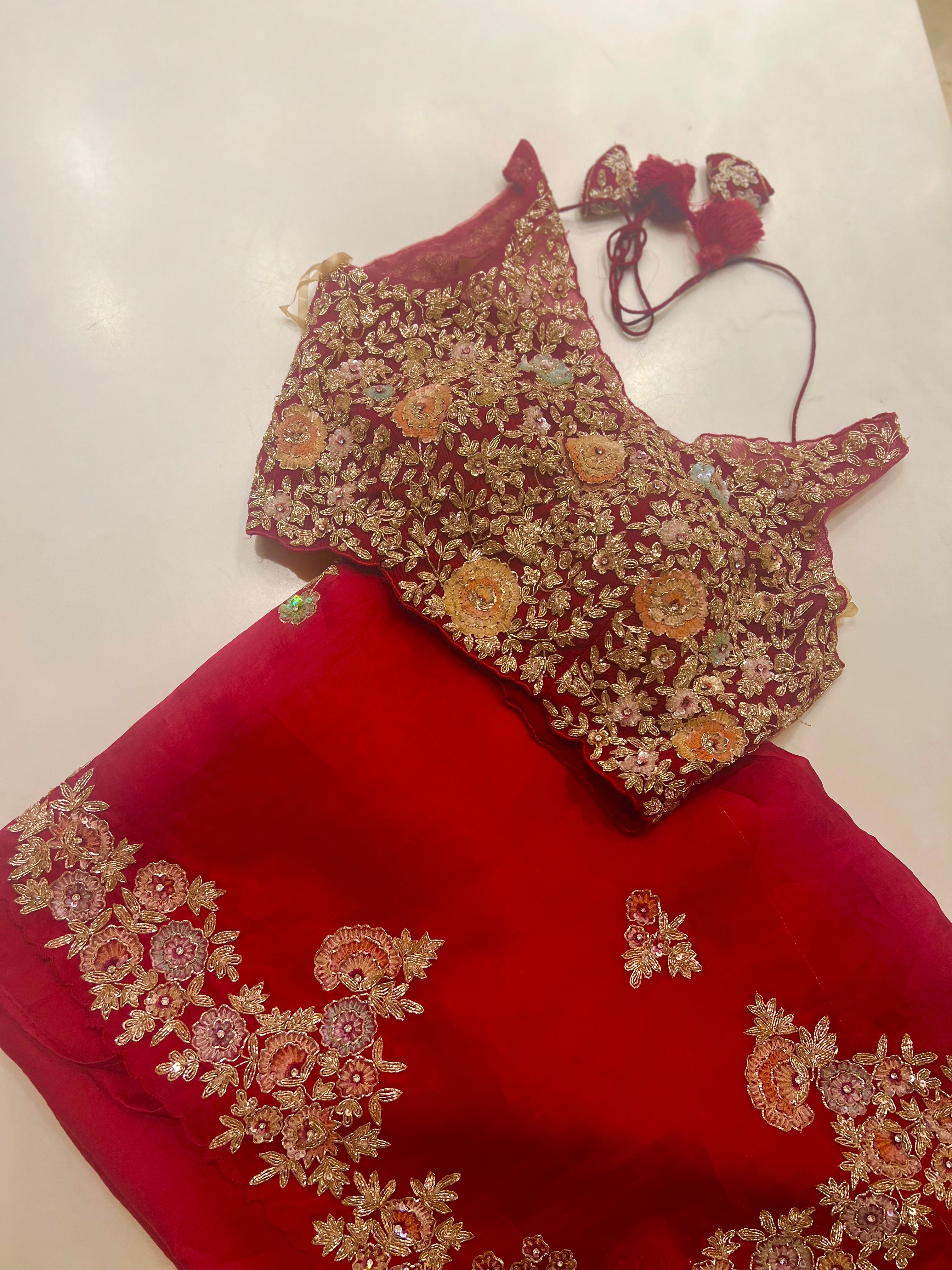 Multicolour Sequins and gold Zari
