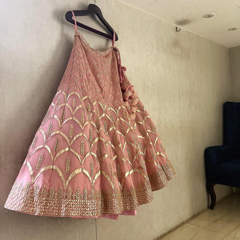 Vintage Pink organza lehenga