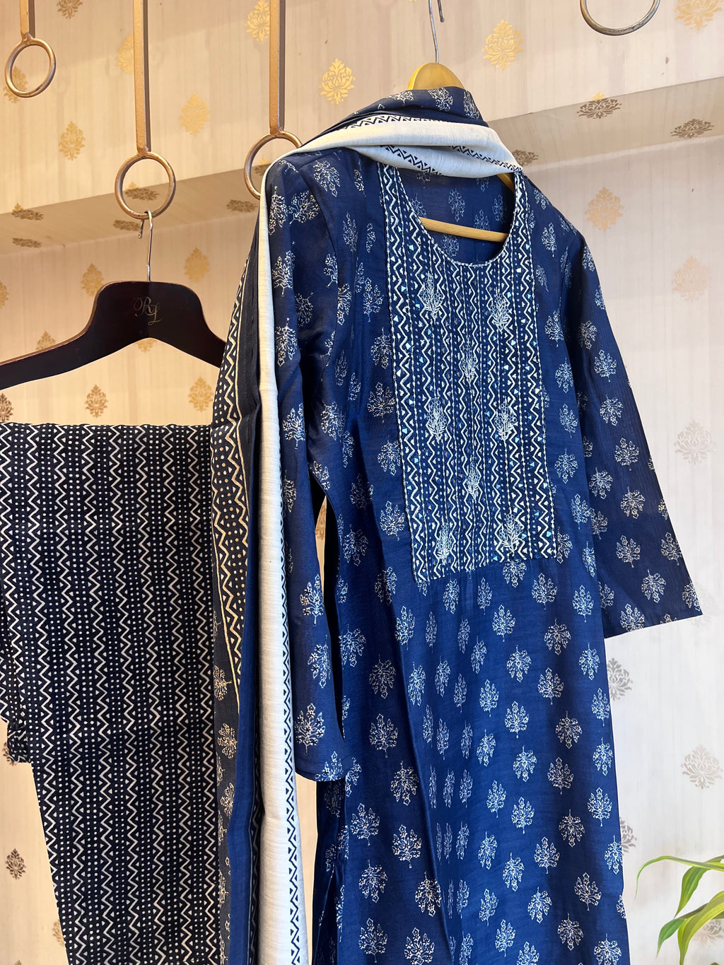 Navy premium cotton suit set