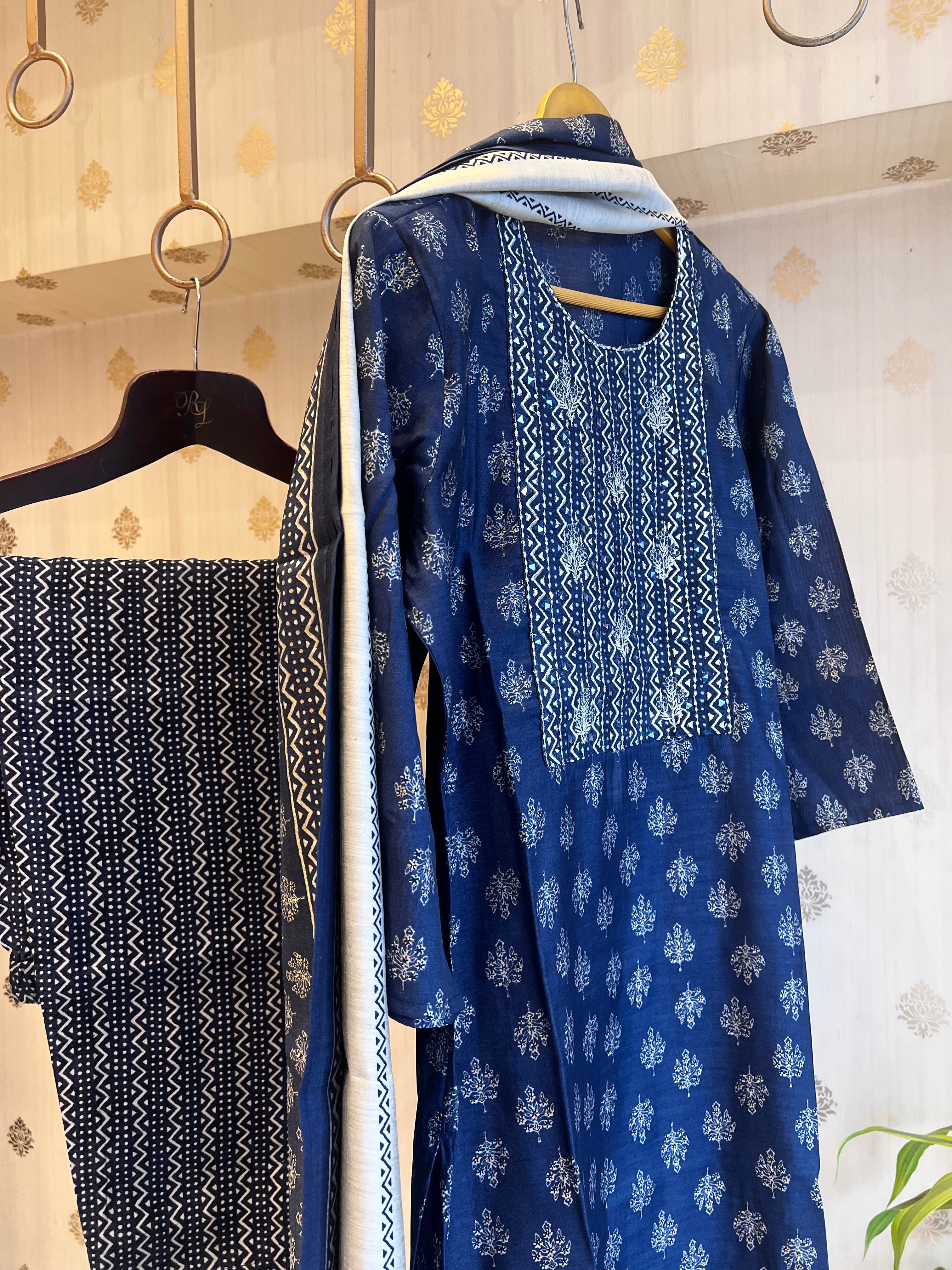 Navy premium cotton suit set