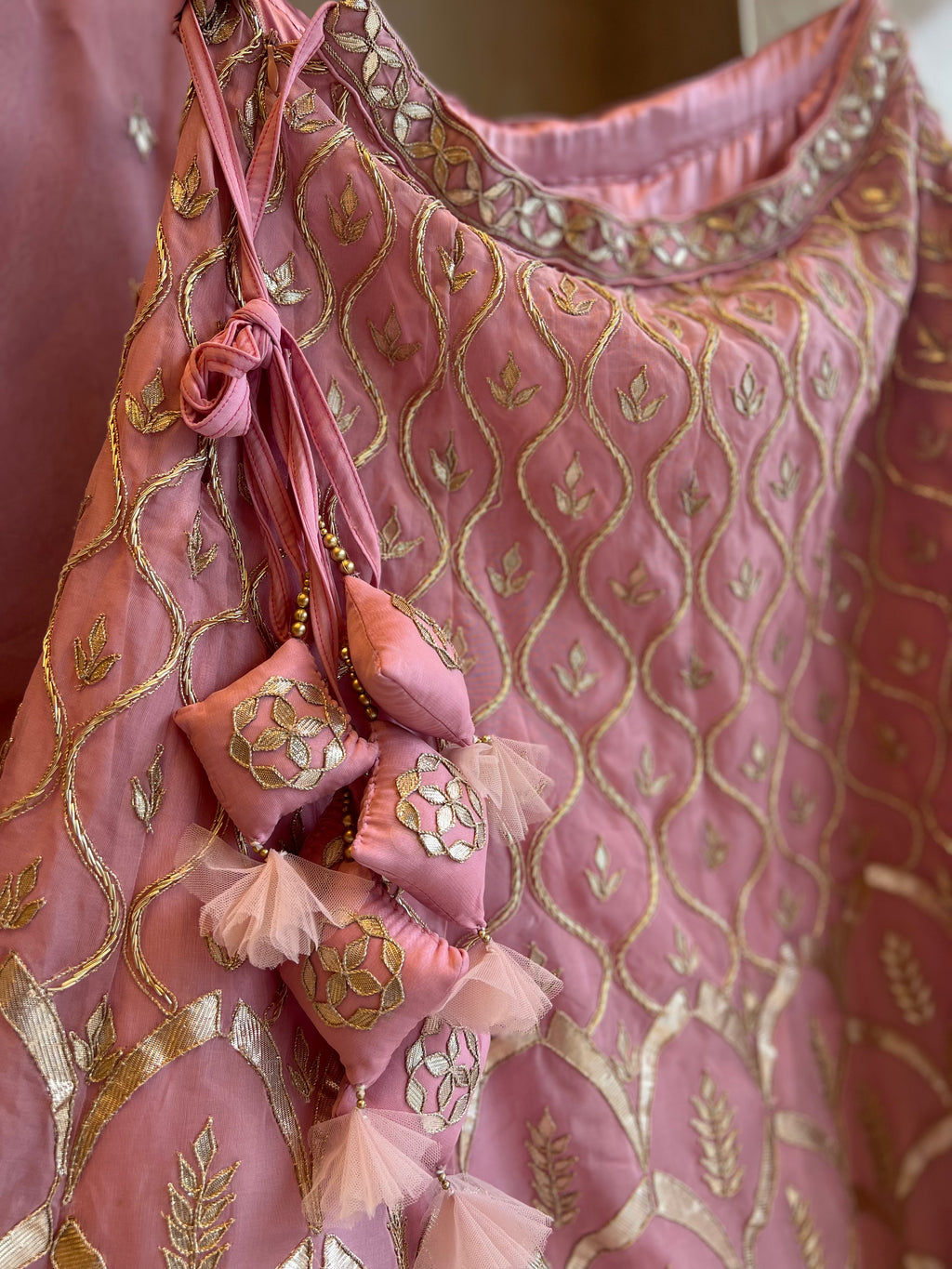 Vintage Pink organza lehenga