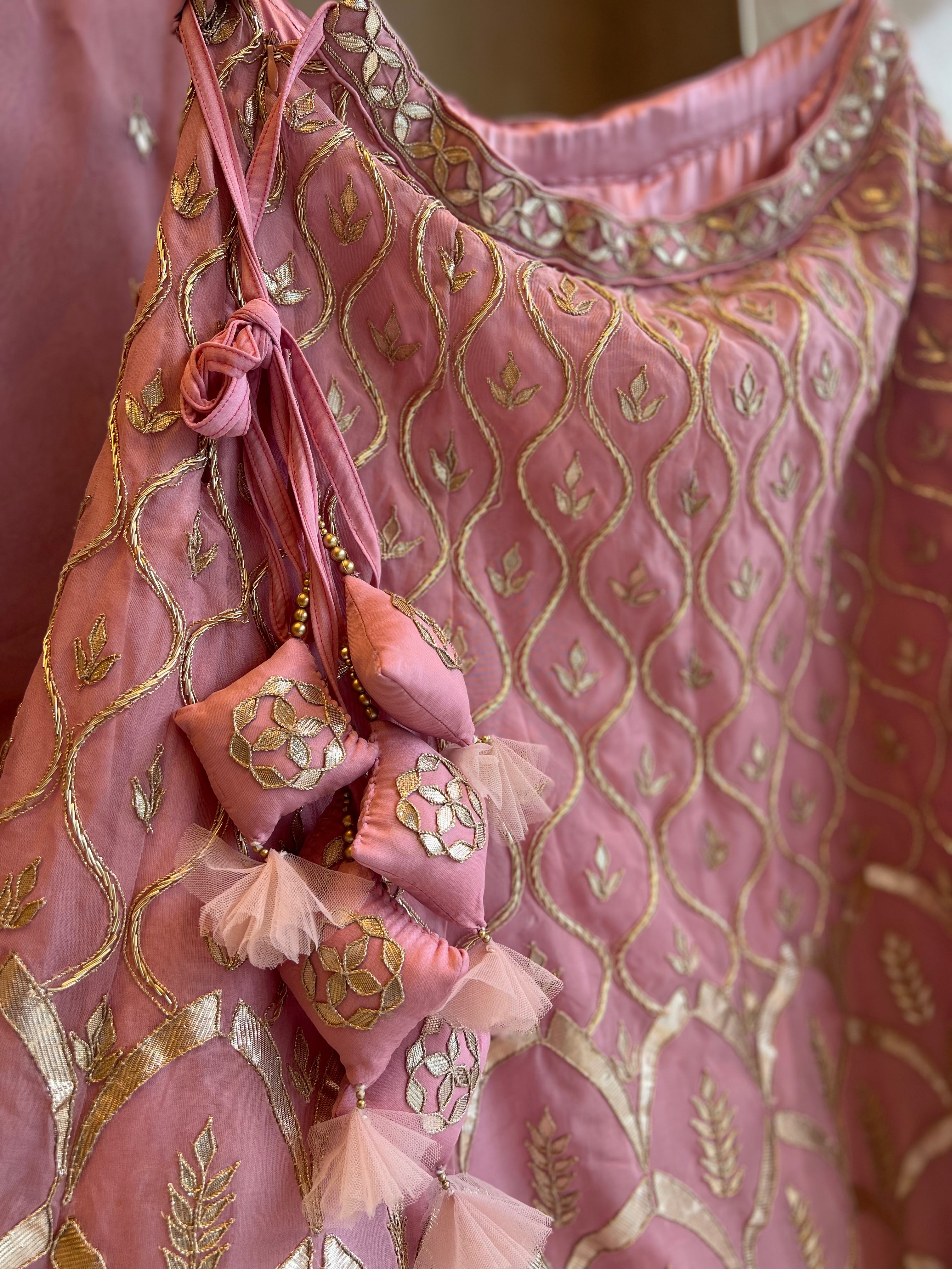 Vintage Pink organza lehenga
