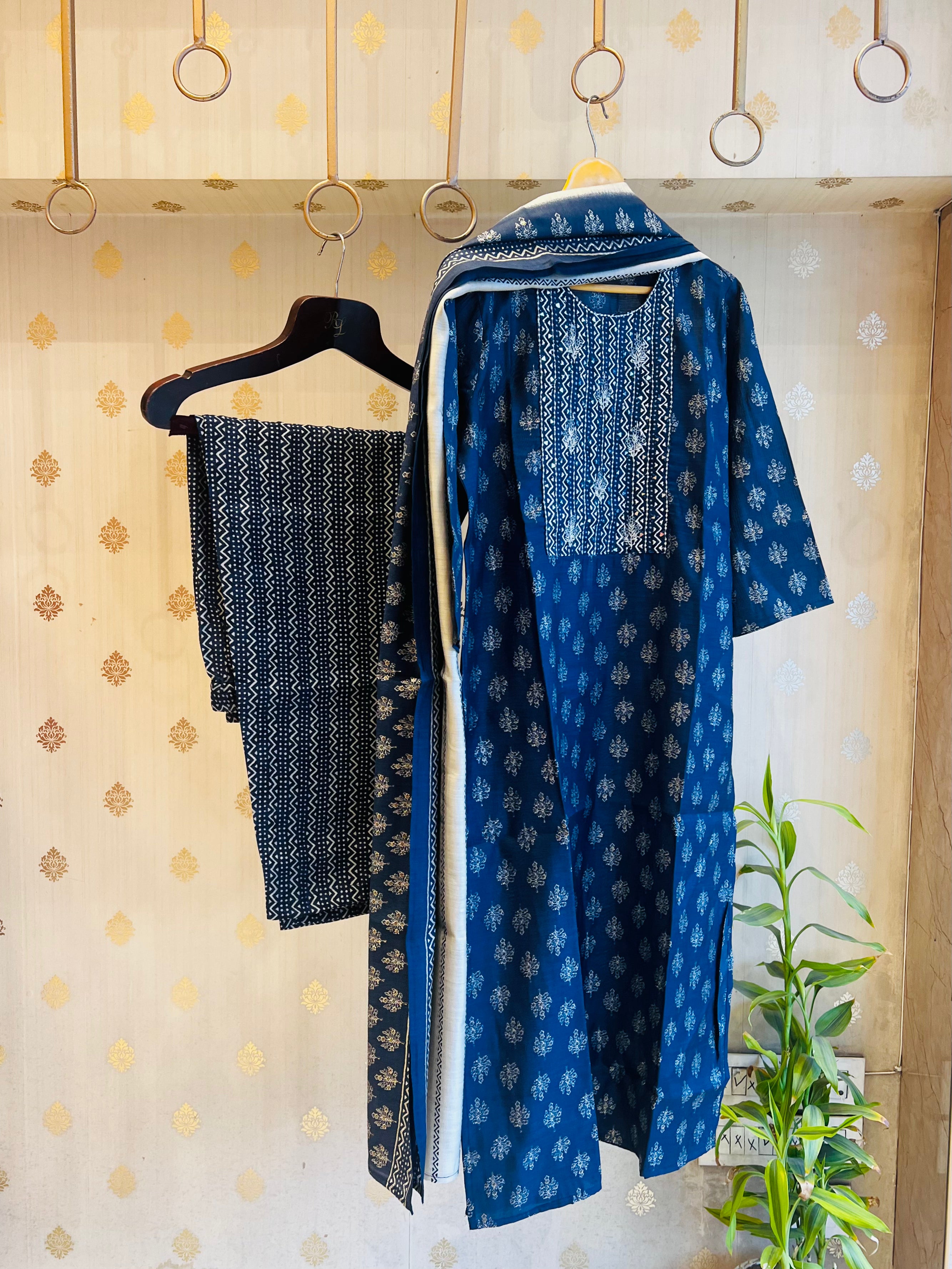 Navy premium cotton suit set