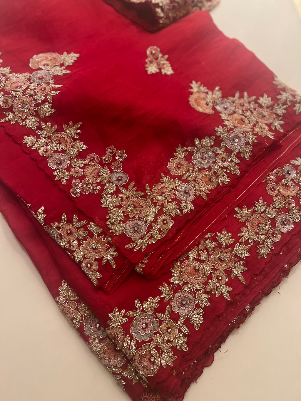 Multicolour Sequins and gold Zari