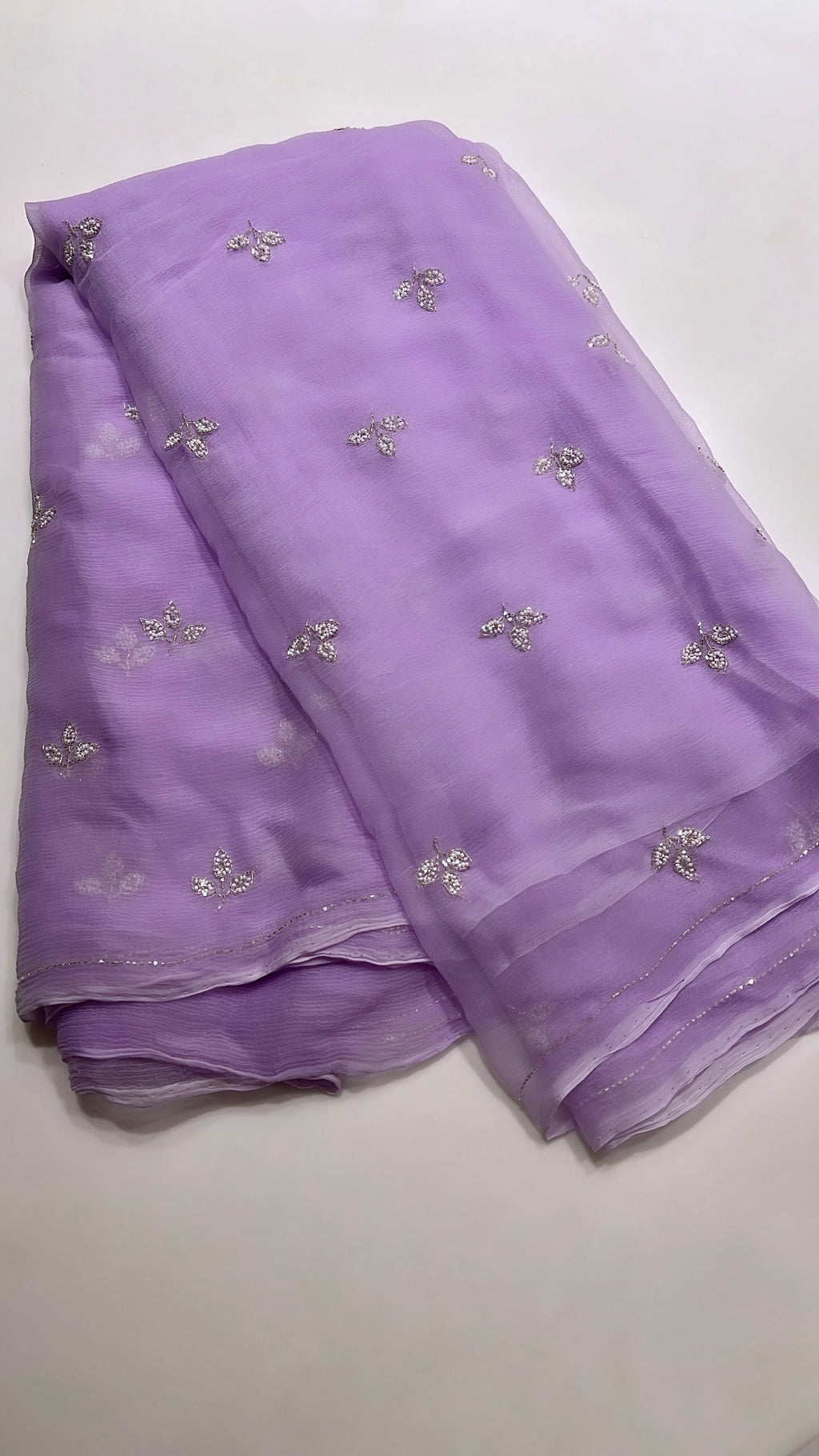 Lavender chiffon saree