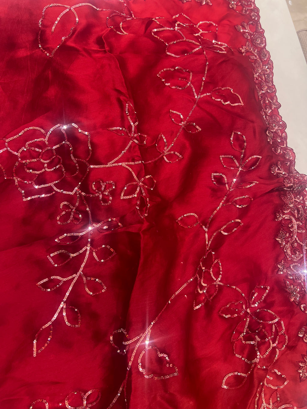 Hot Red cocktail saree