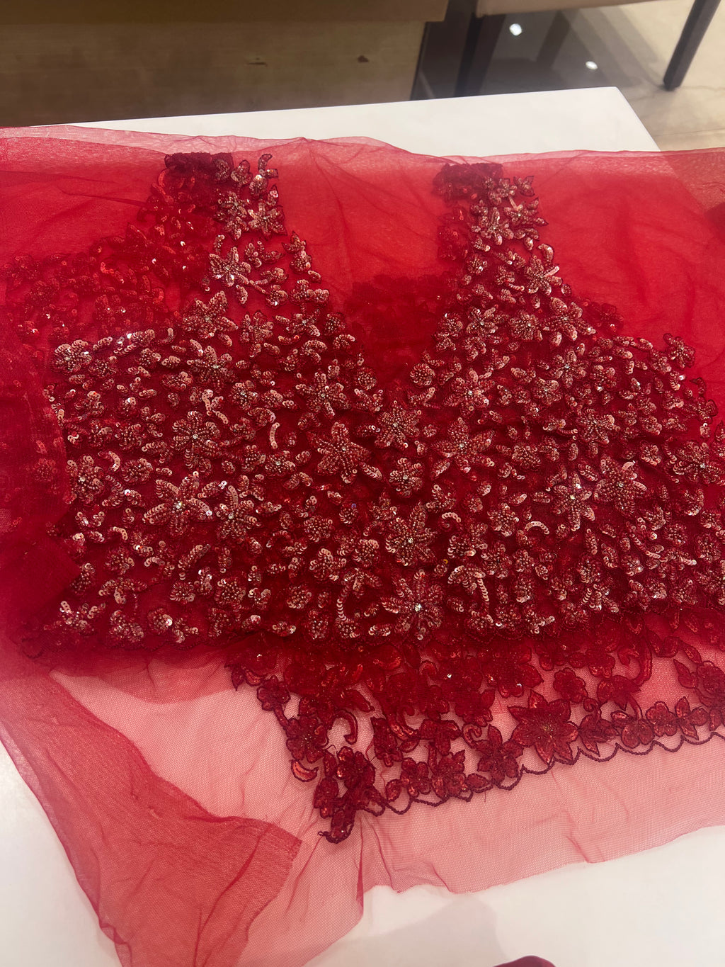 Hot Red cocktail saree