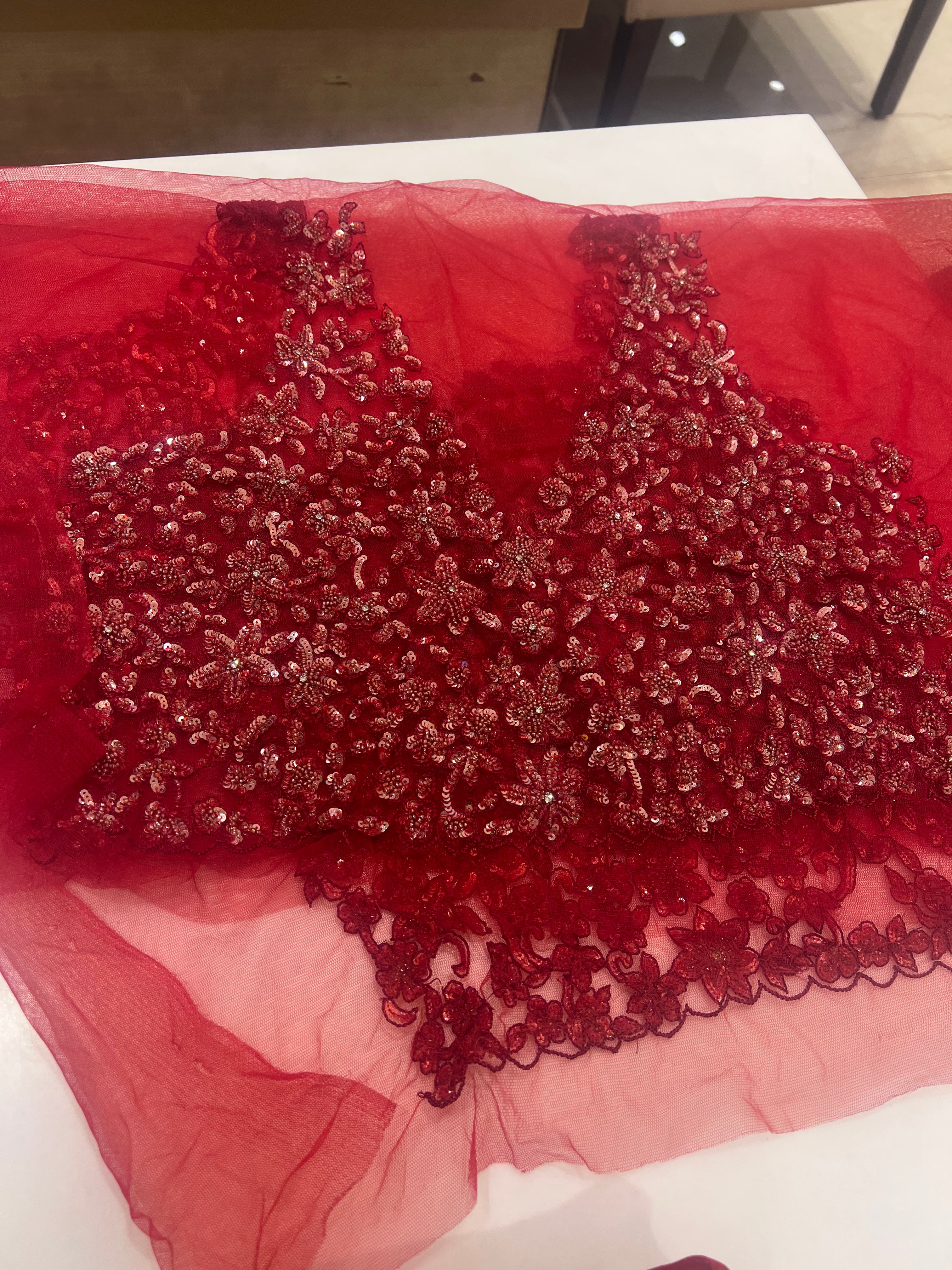 Hot Red cocktail saree