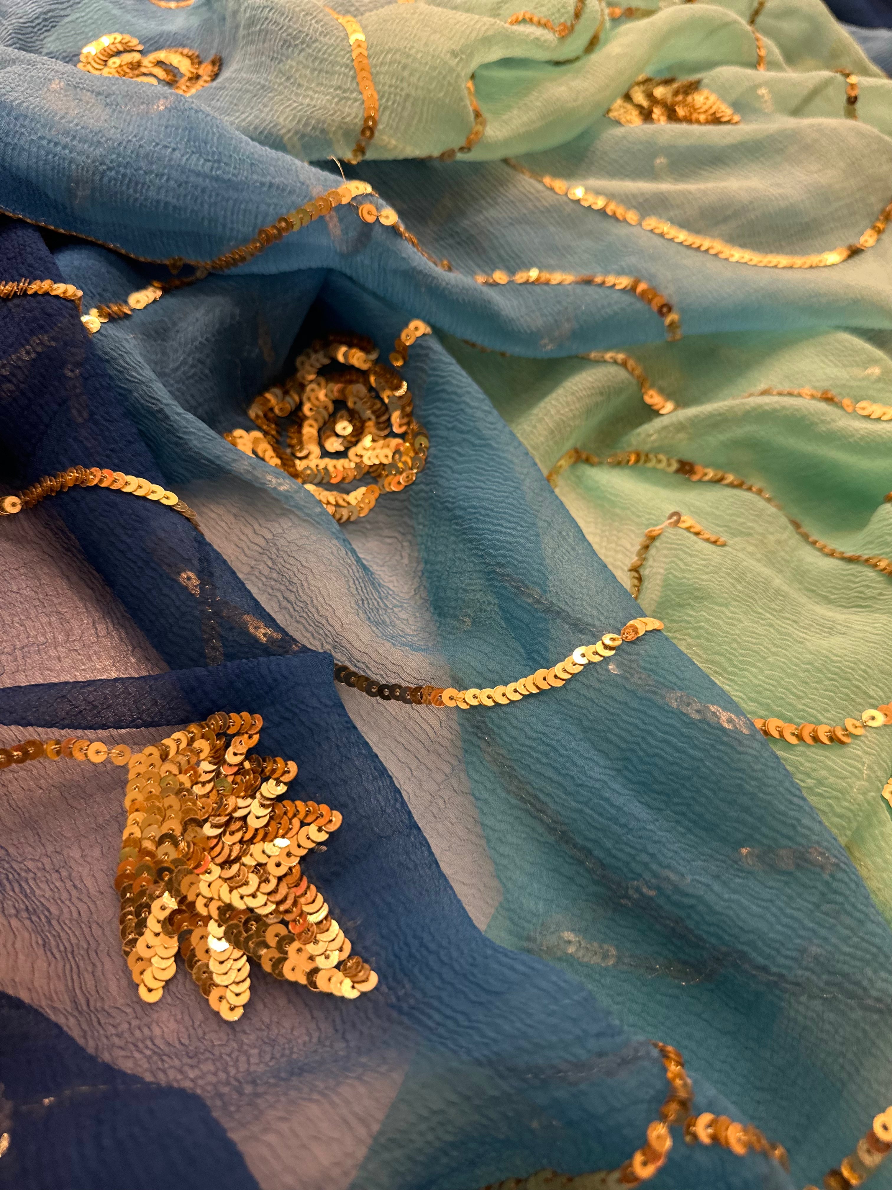 Morni Gold All over sequins Jal saree