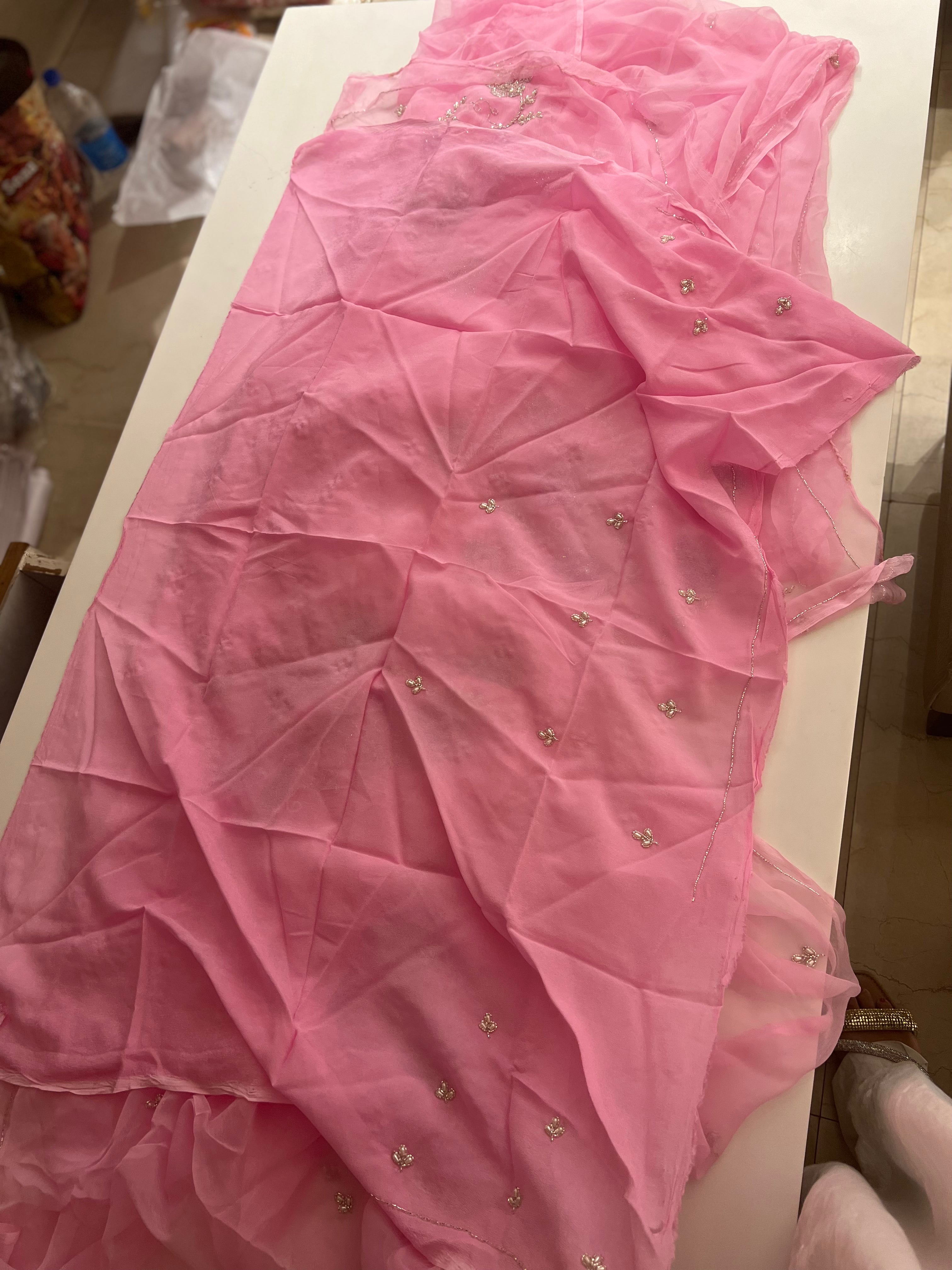 Vintage Rose handwork chiffon saree