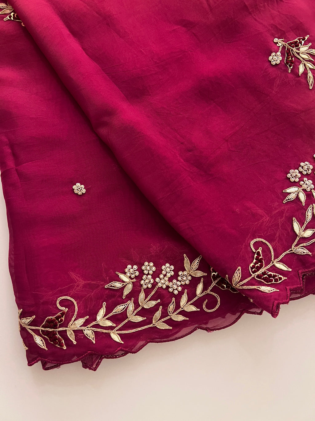Wine organza saree