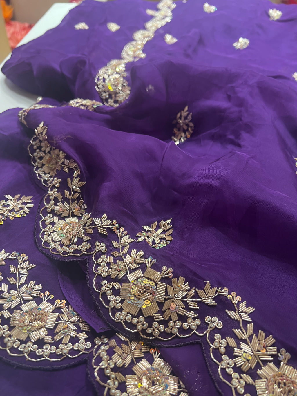 Organza Purple saree
