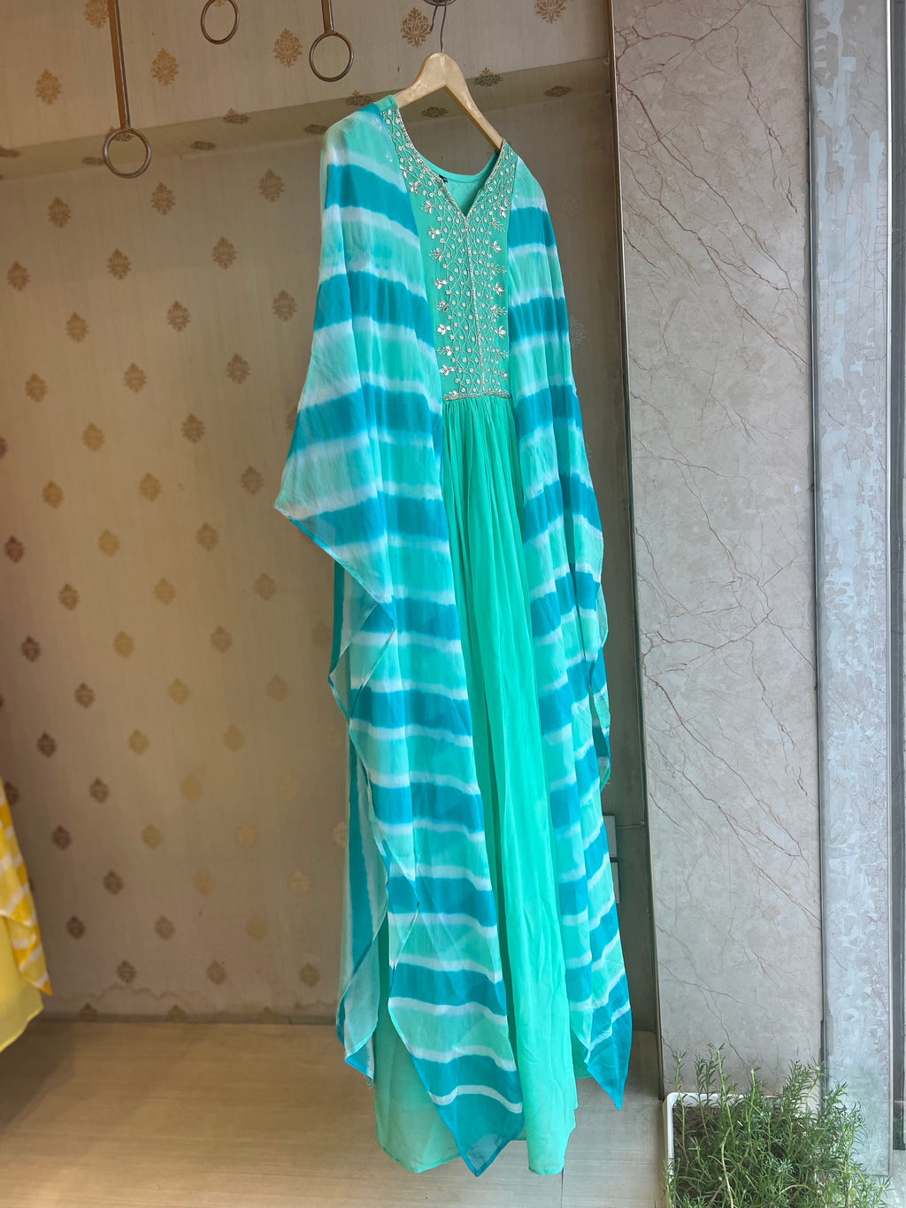 Mellow Yellow Lehriya kaftan dress