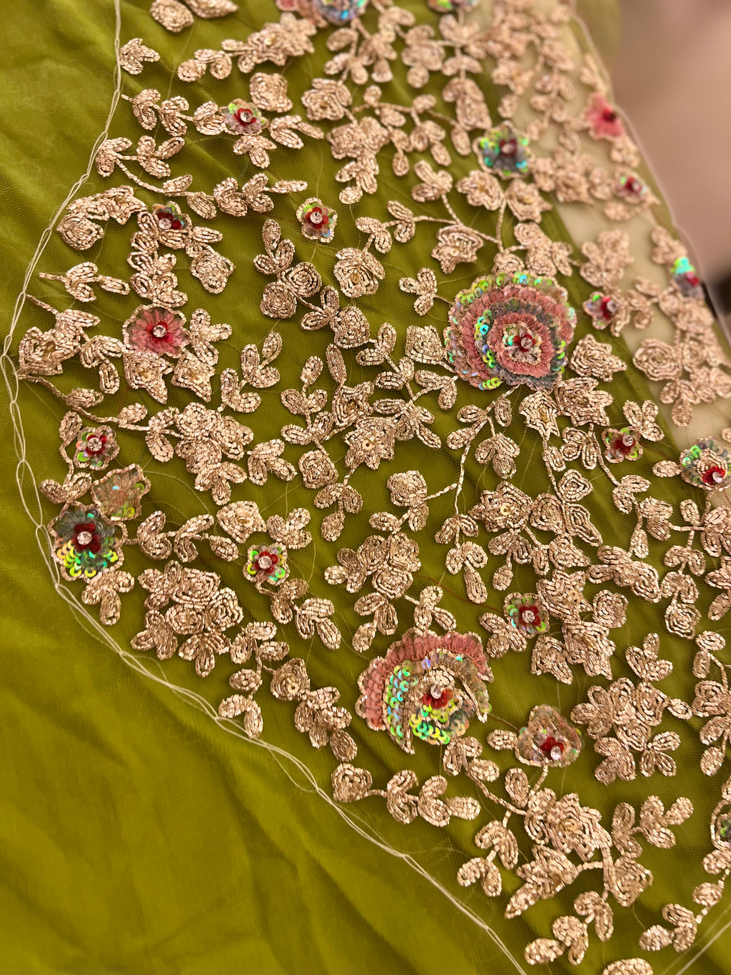 Multicolour Sequins and gold Zari