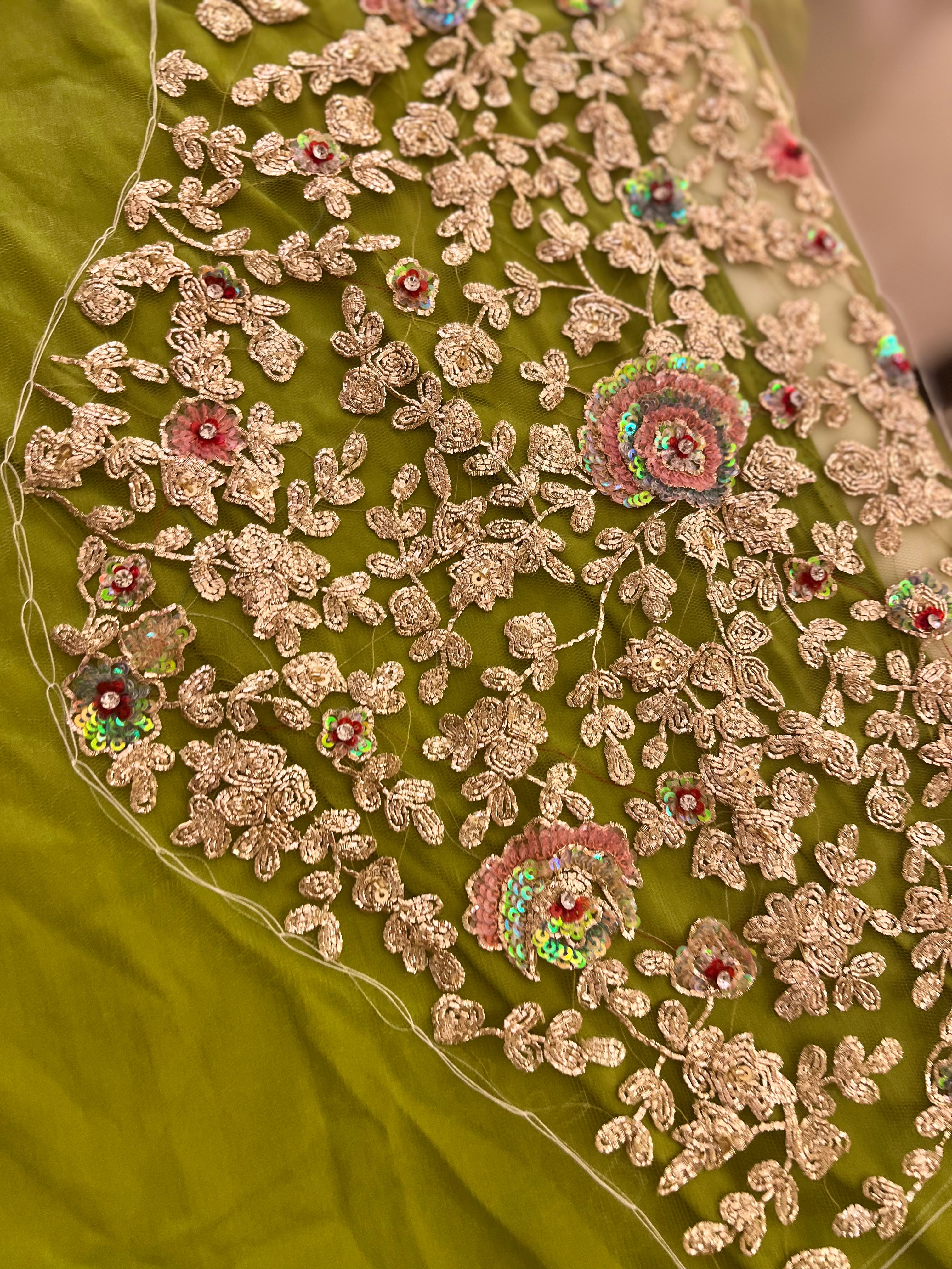 Multicolour Sequins and gold Zari