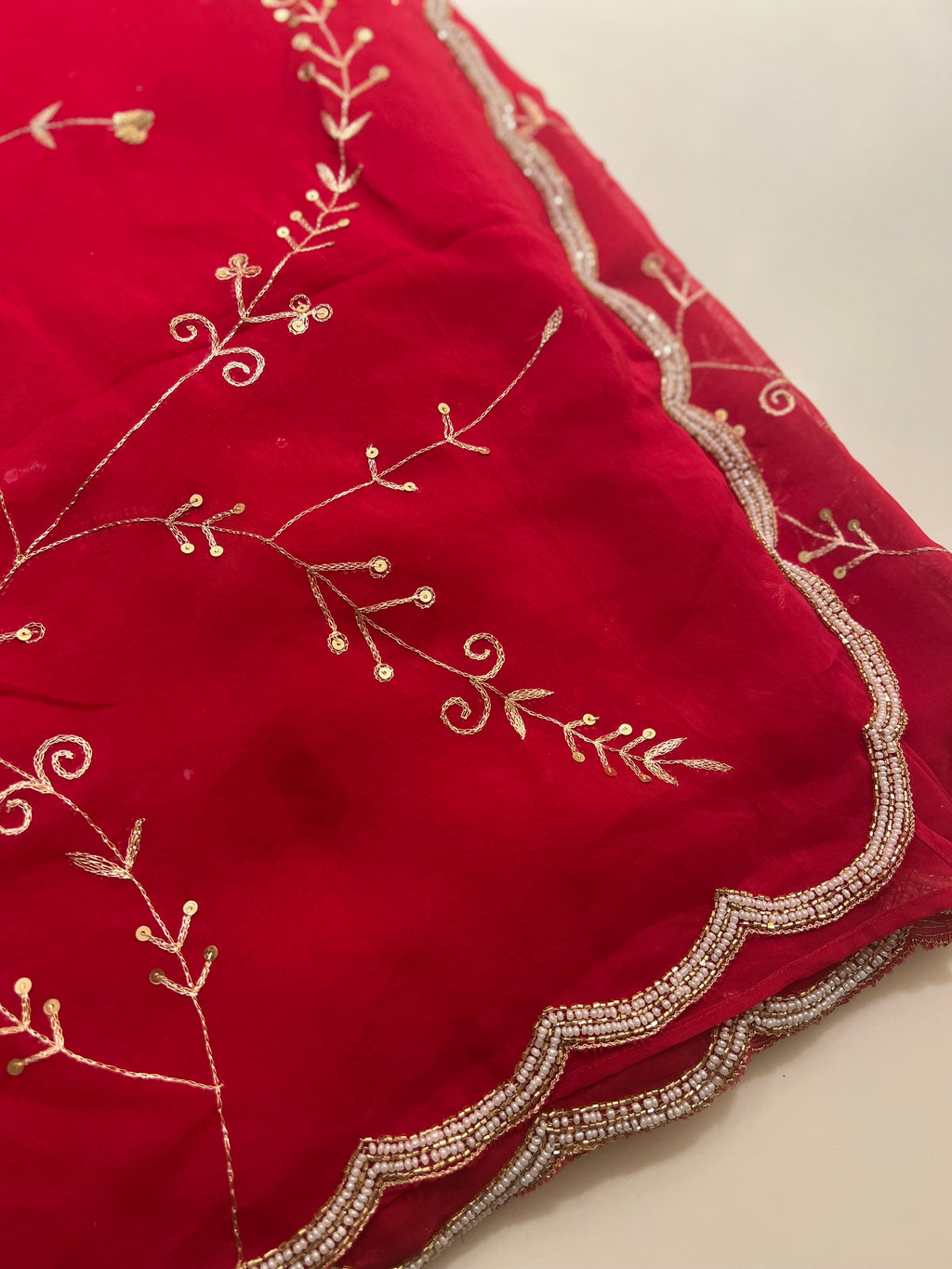 Pomegranate organza saree