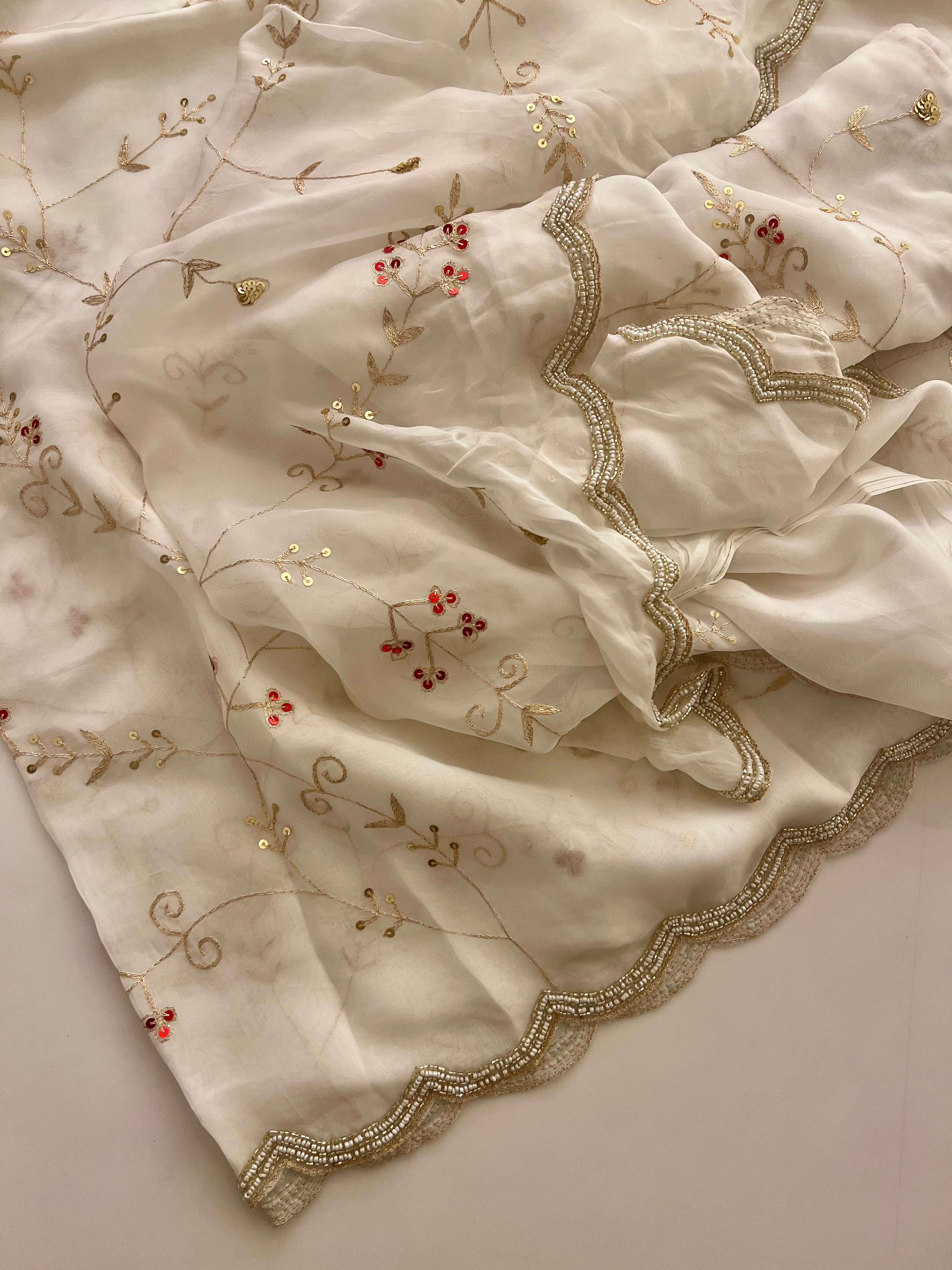 Alia bhatt Cream organza saree