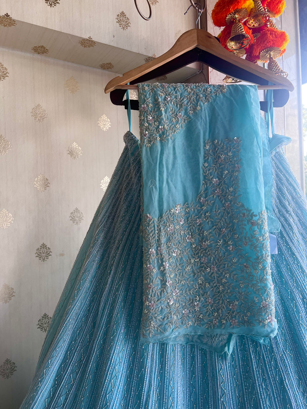 Aqua Blue Lehenga set
