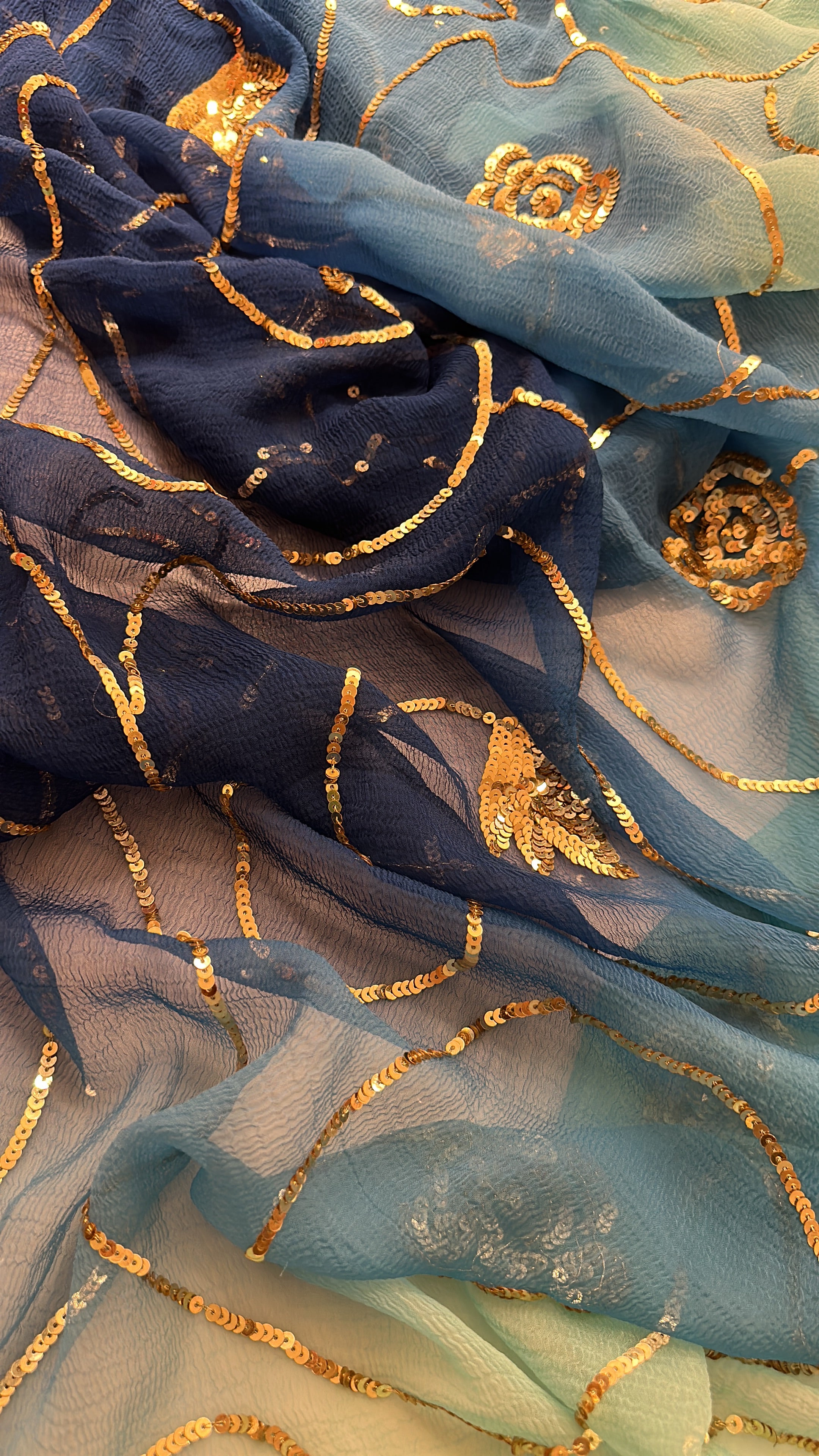 Morni Gold All over sequins Jal saree