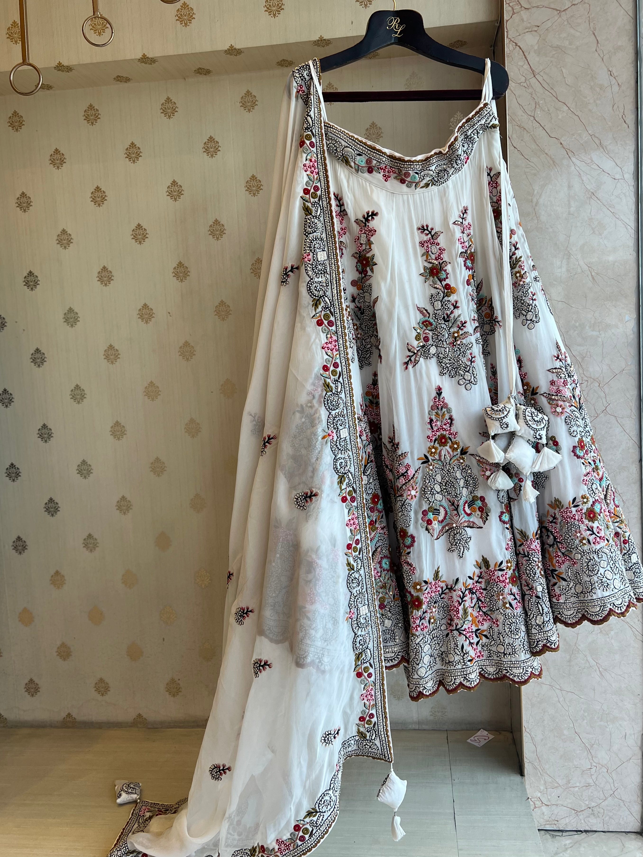 Ivory organza lehenga set