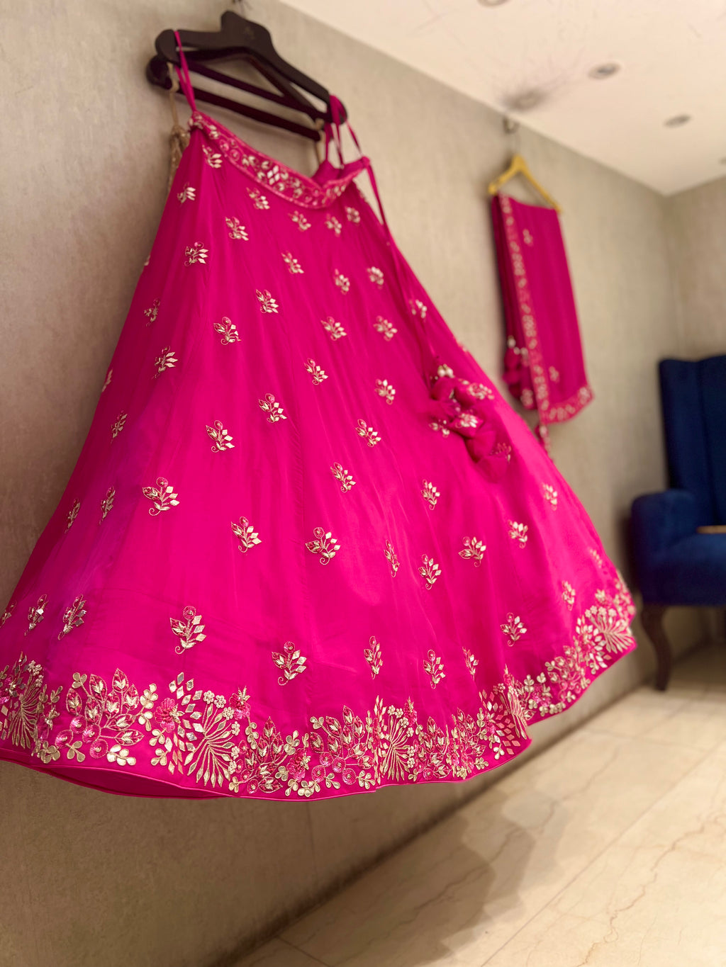 Hot Pink Katcha Gota Rani Sa Lehenga set