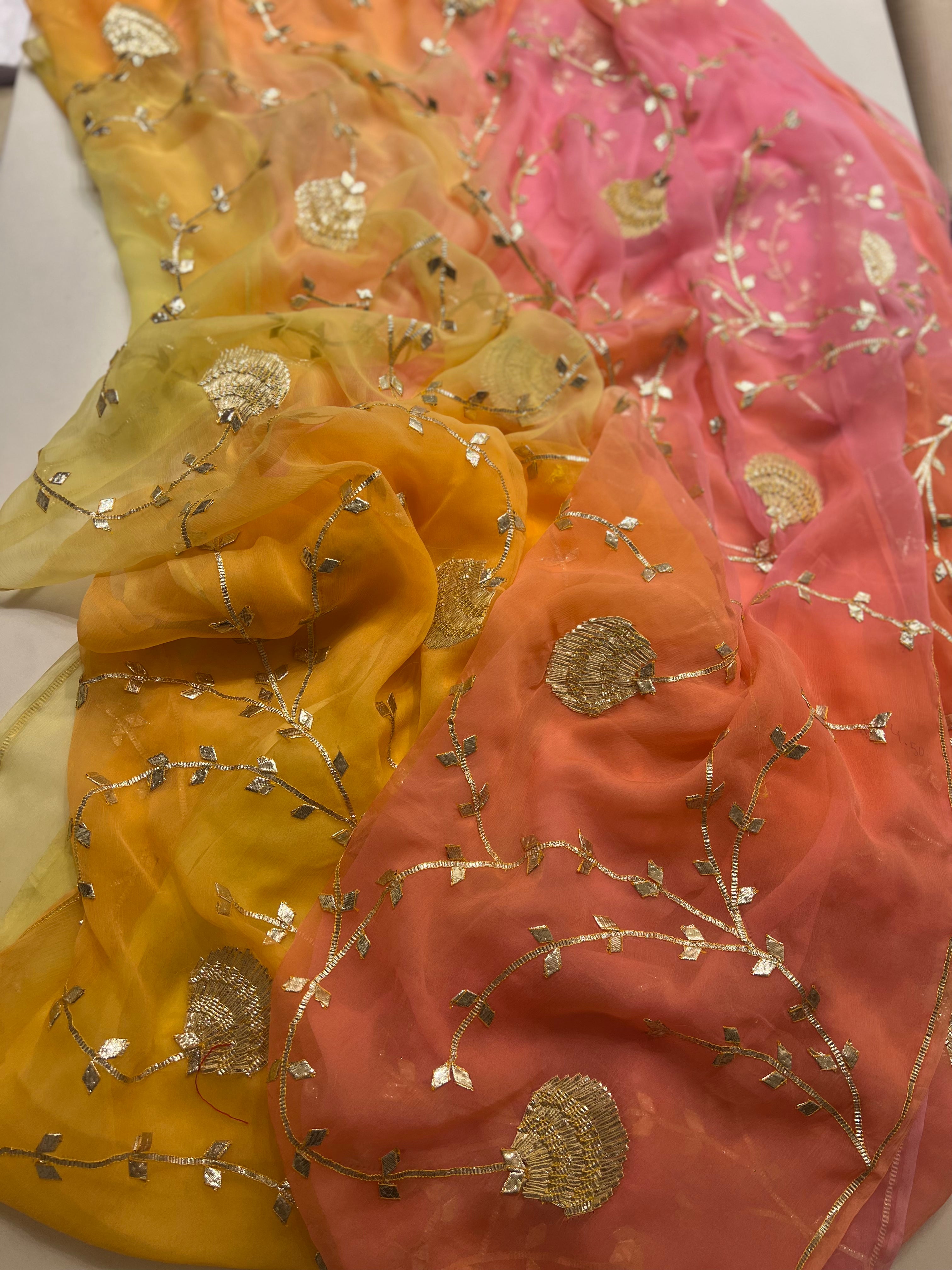 Samundari shades of sunset chiffon saree