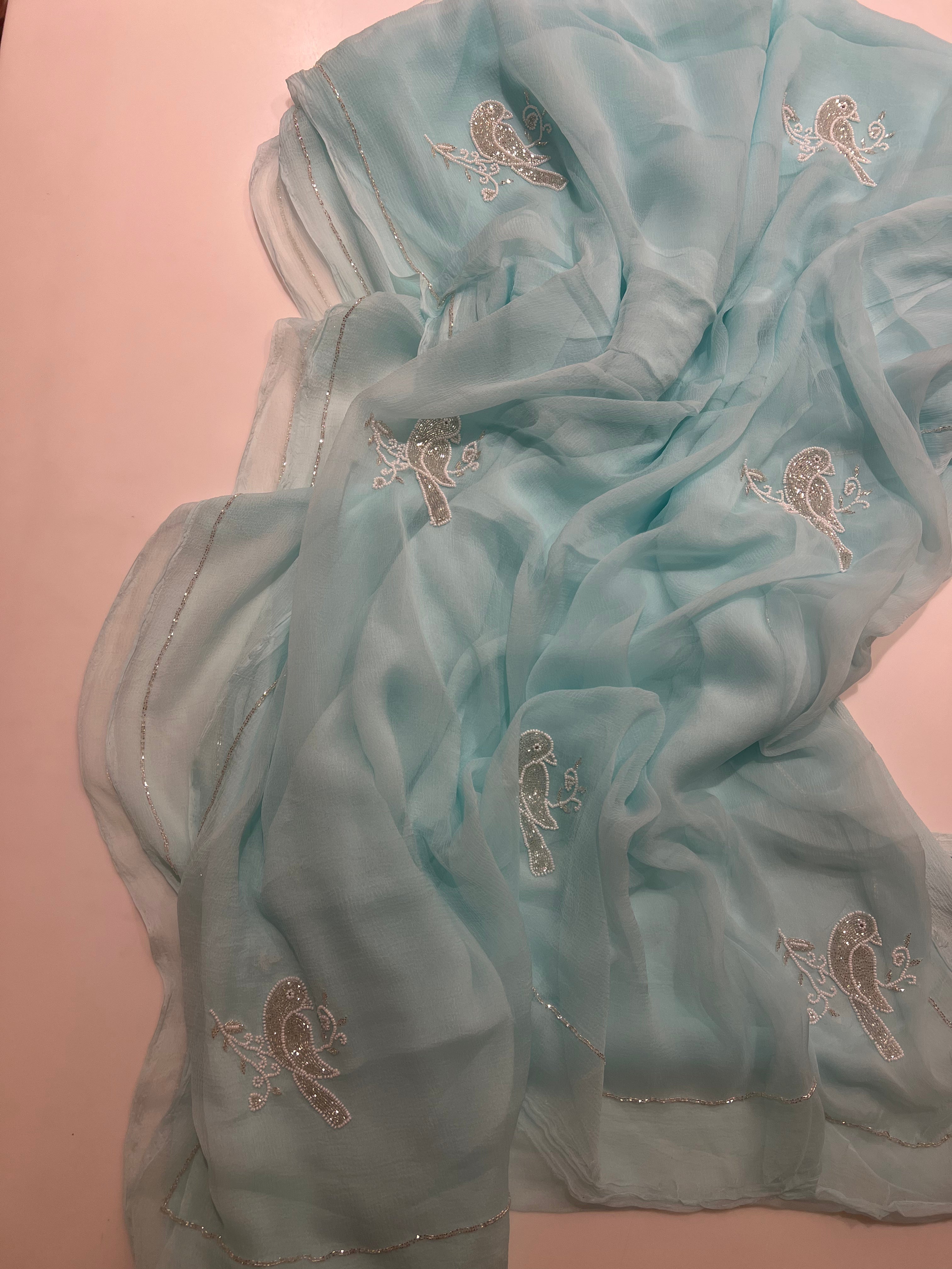 Aqua Bird Saree