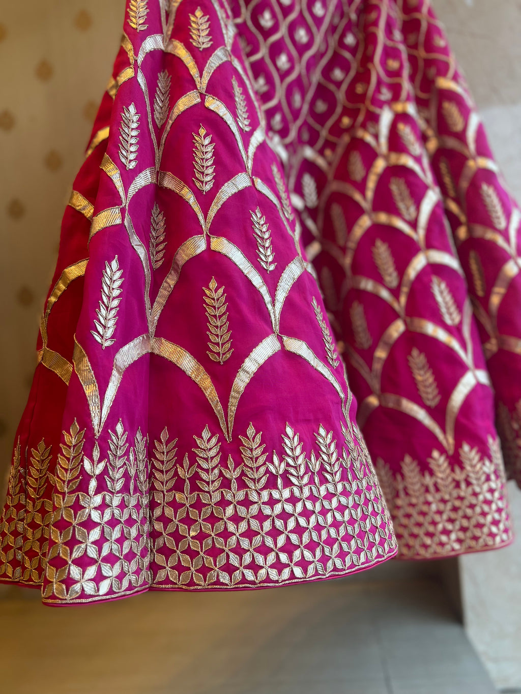 Hot Pink organza gotapatti lehenga set