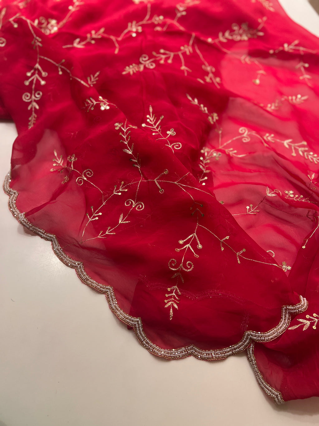 Pomegranate organza saree